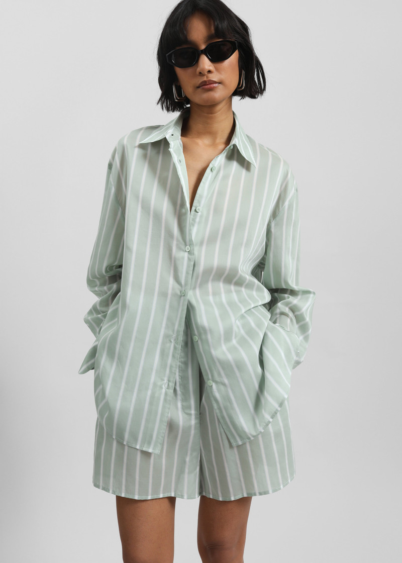 Peri Silk Shirt - Green Stripe 3