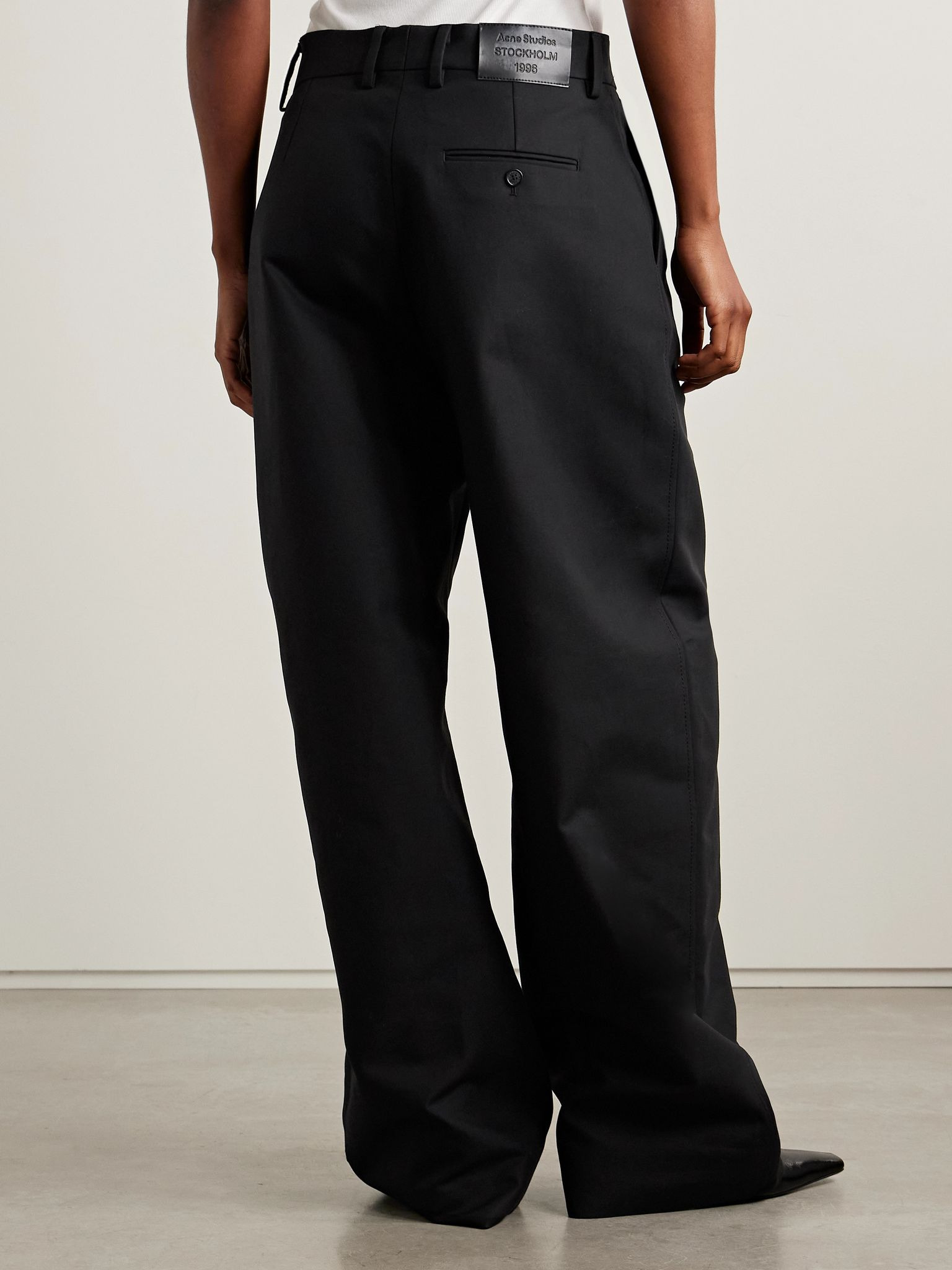 Organic cotton-sateen wide-leg pants Black - 4