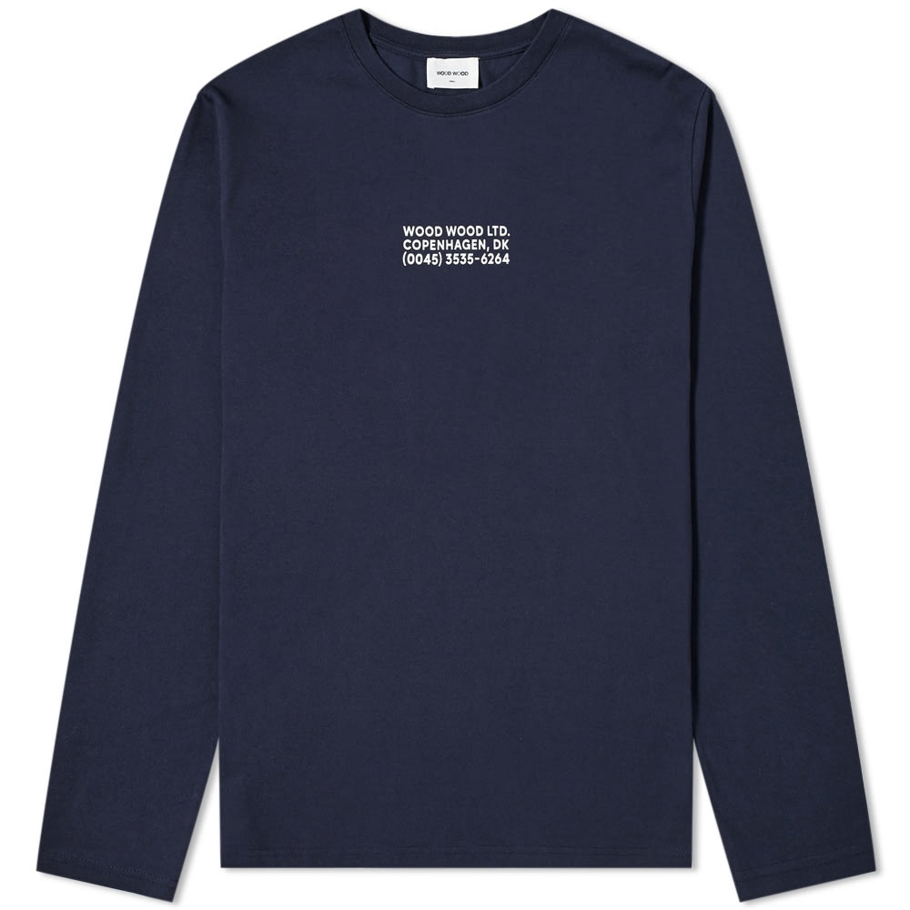 Wood Wood Long Sleeve Peter Info Logo Tee - 1