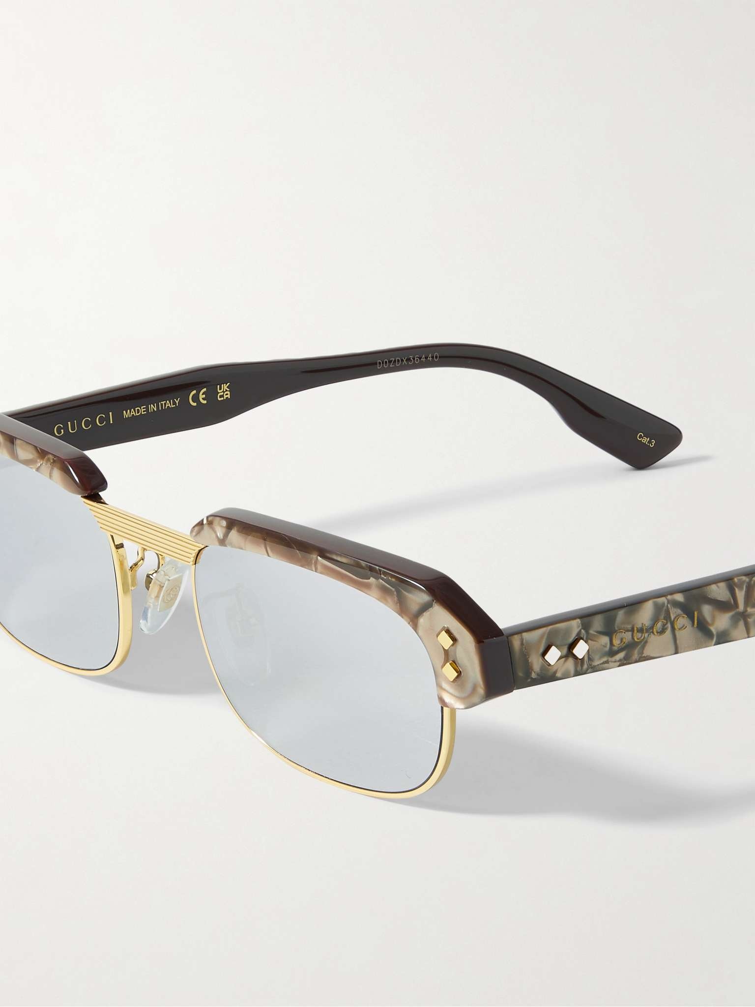 Rectangular-Frame Acetate and Gold-Tone Sunglasses - 3