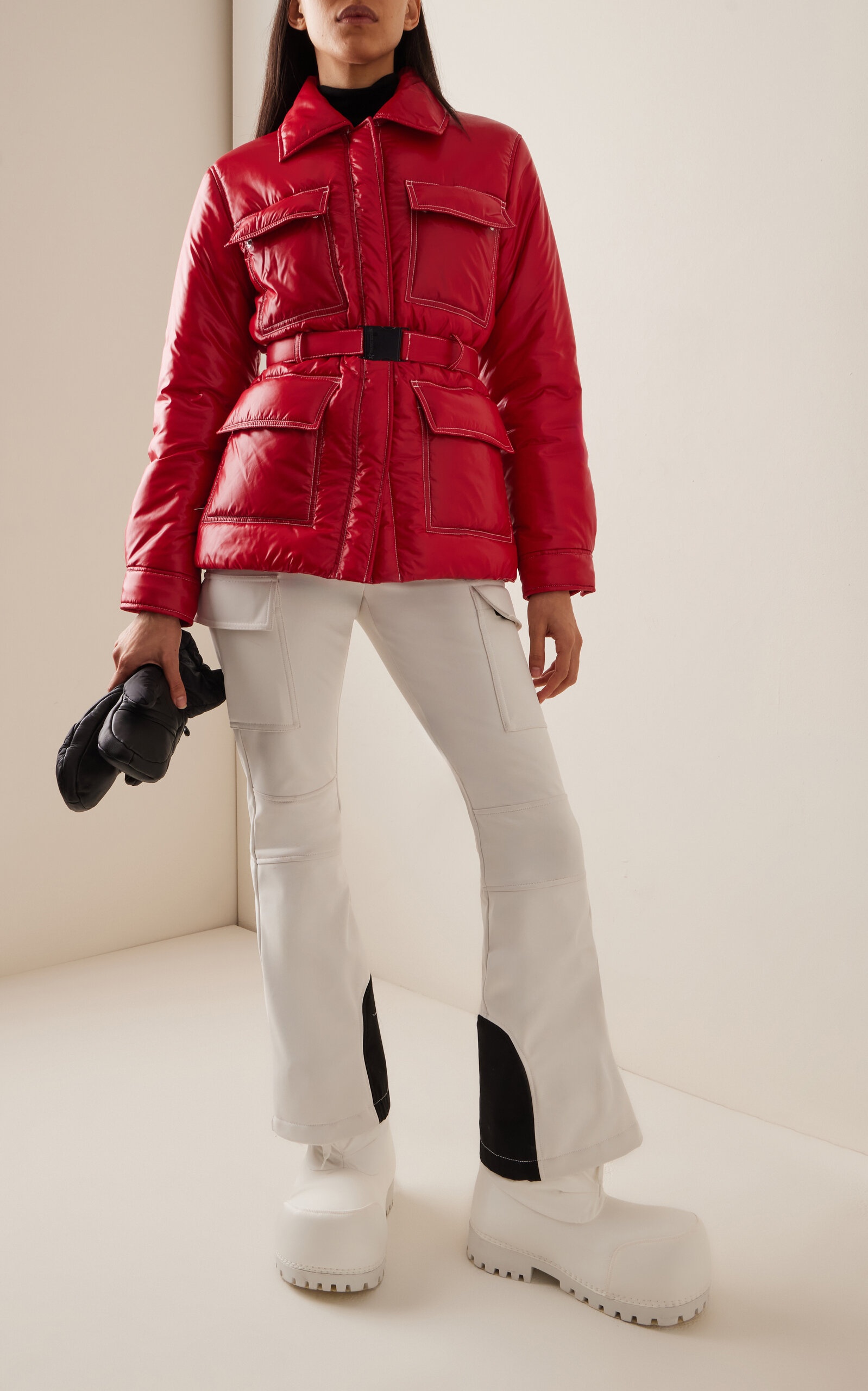 Jade Belted Ski Shirt Jacket red - 3