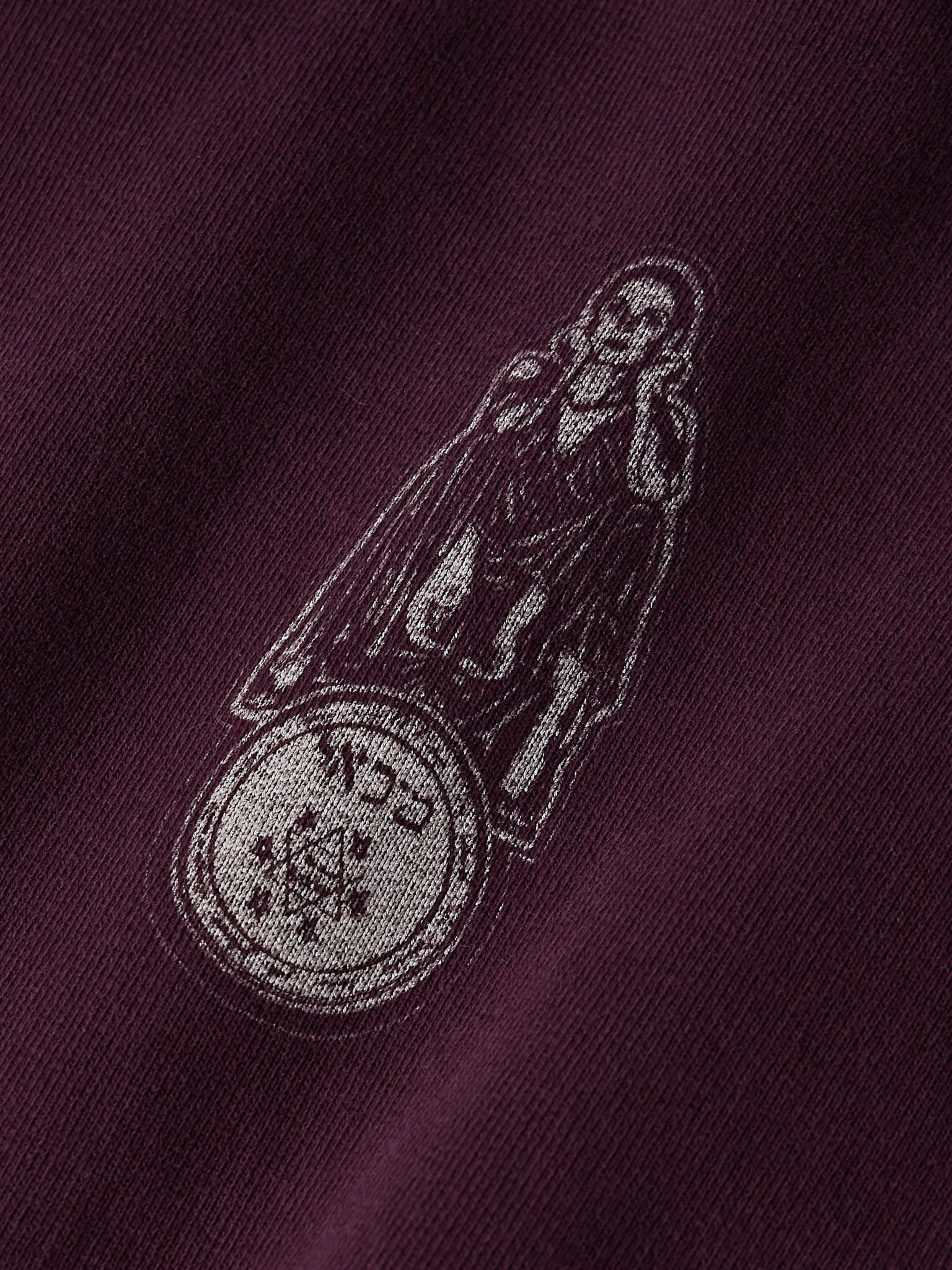 Remember When Printed Cotton-Jersey Hoodie Burgundy - 4