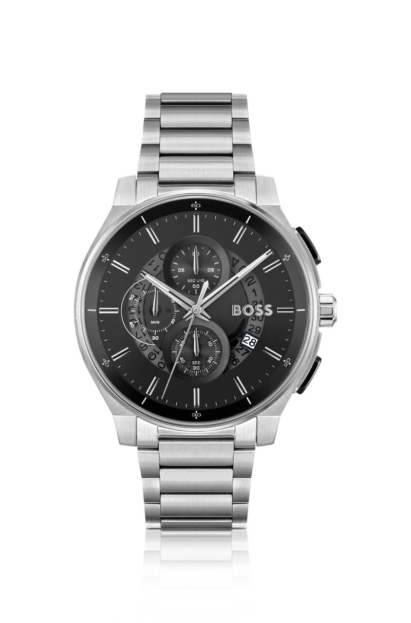 STAINLESS-STEEL CHRONOGRAPH WATCH WITH TRANSPARENT DIAL - 1