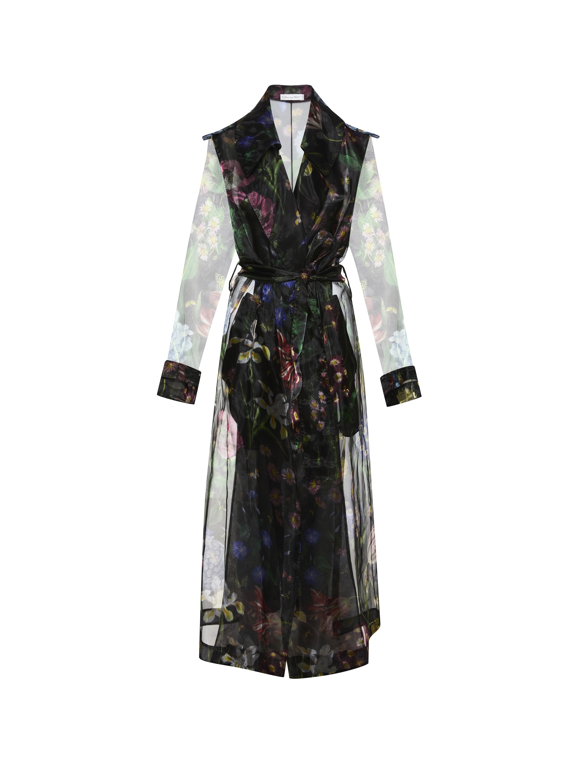 MULTI FLORAL GOSSAMER TRENCH COAT - 4
