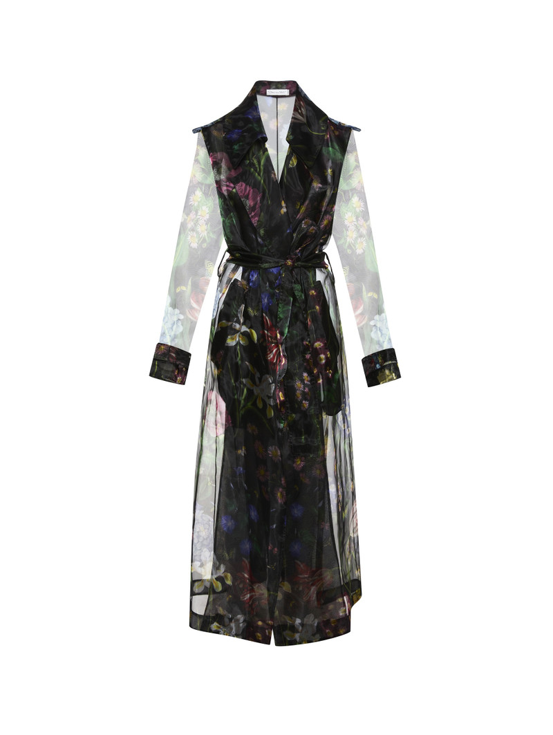 MULTI FLORAL GOSSAMER TRENCH COAT 4