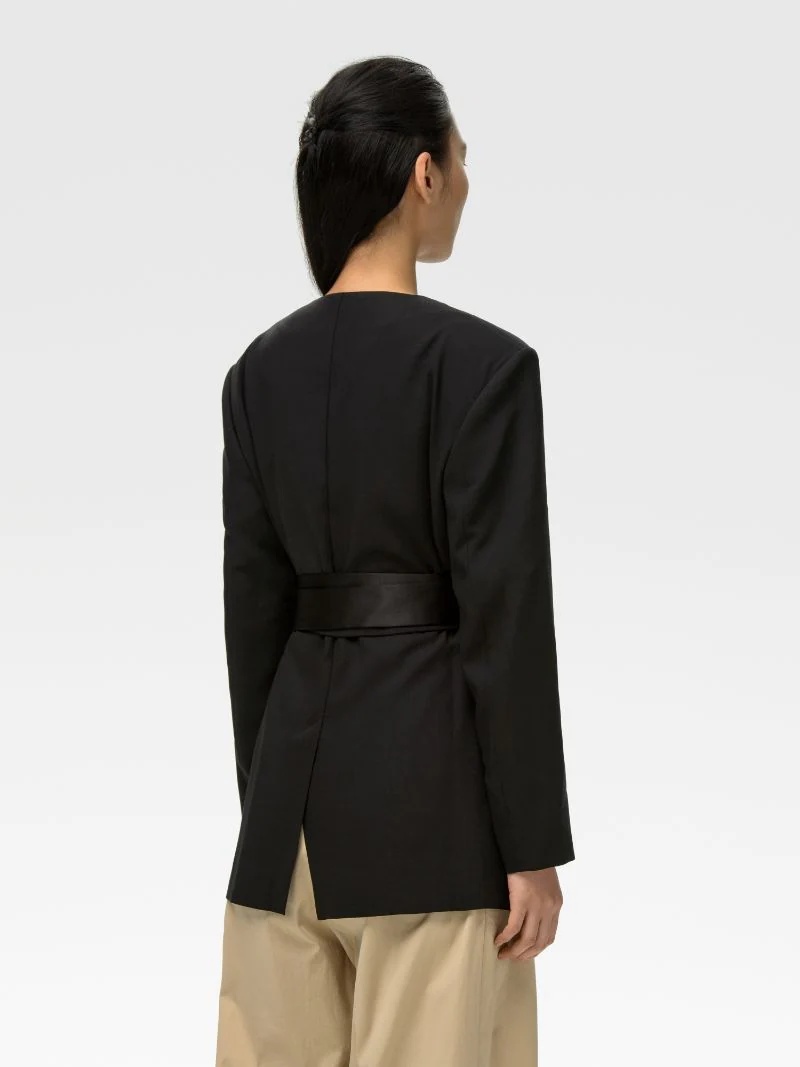 WAIST TIE WOOL BLAZER - 7