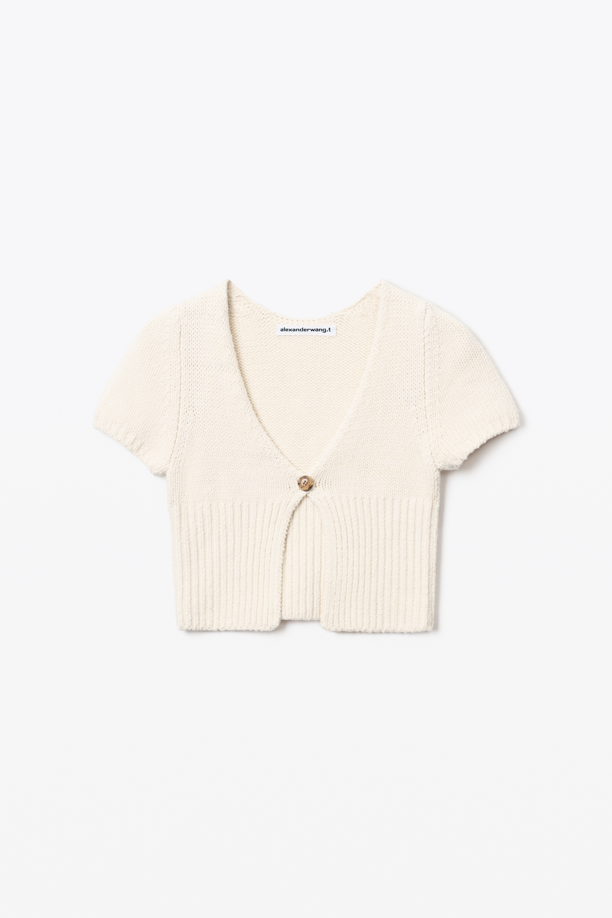 SHORT-SLEEVE CARDIGAN IN COTTON KNIT - 1