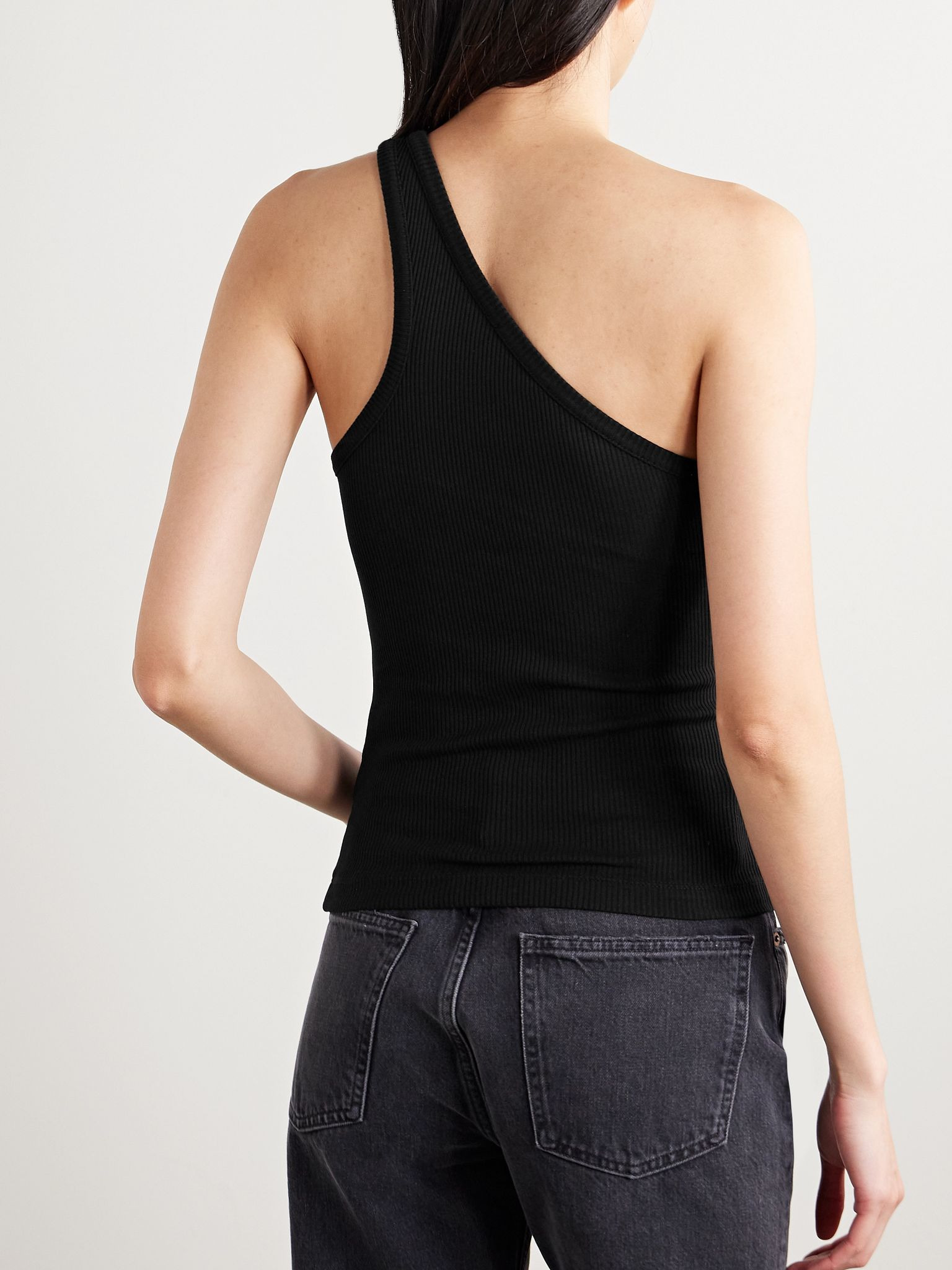 Verica one-shoulder ribbed-knit tank Black - 3