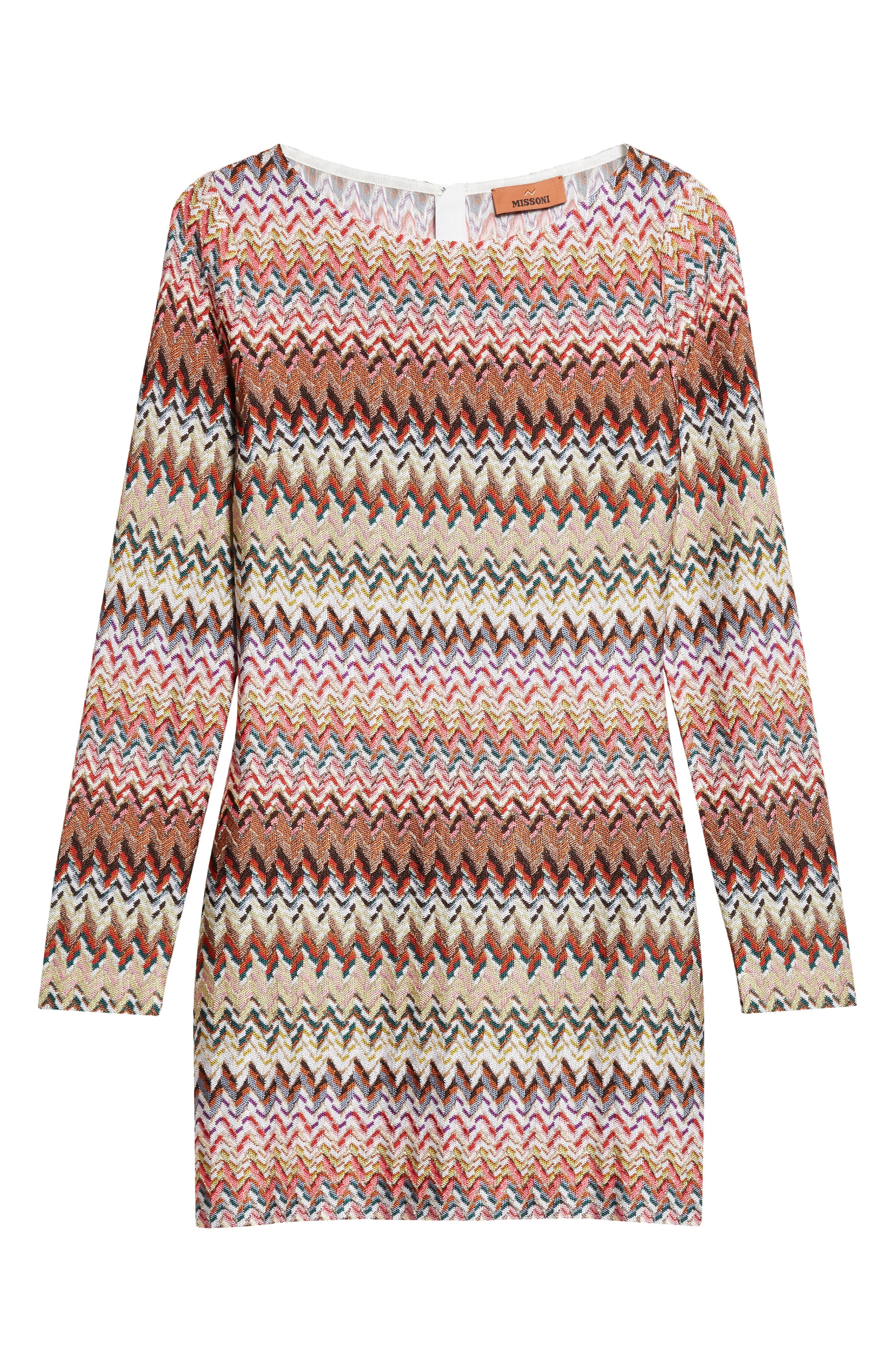 Missoni Metallic Zigzag Long Sleeve Knit Minidress in Pink Multicolor at Nordstrom - 5