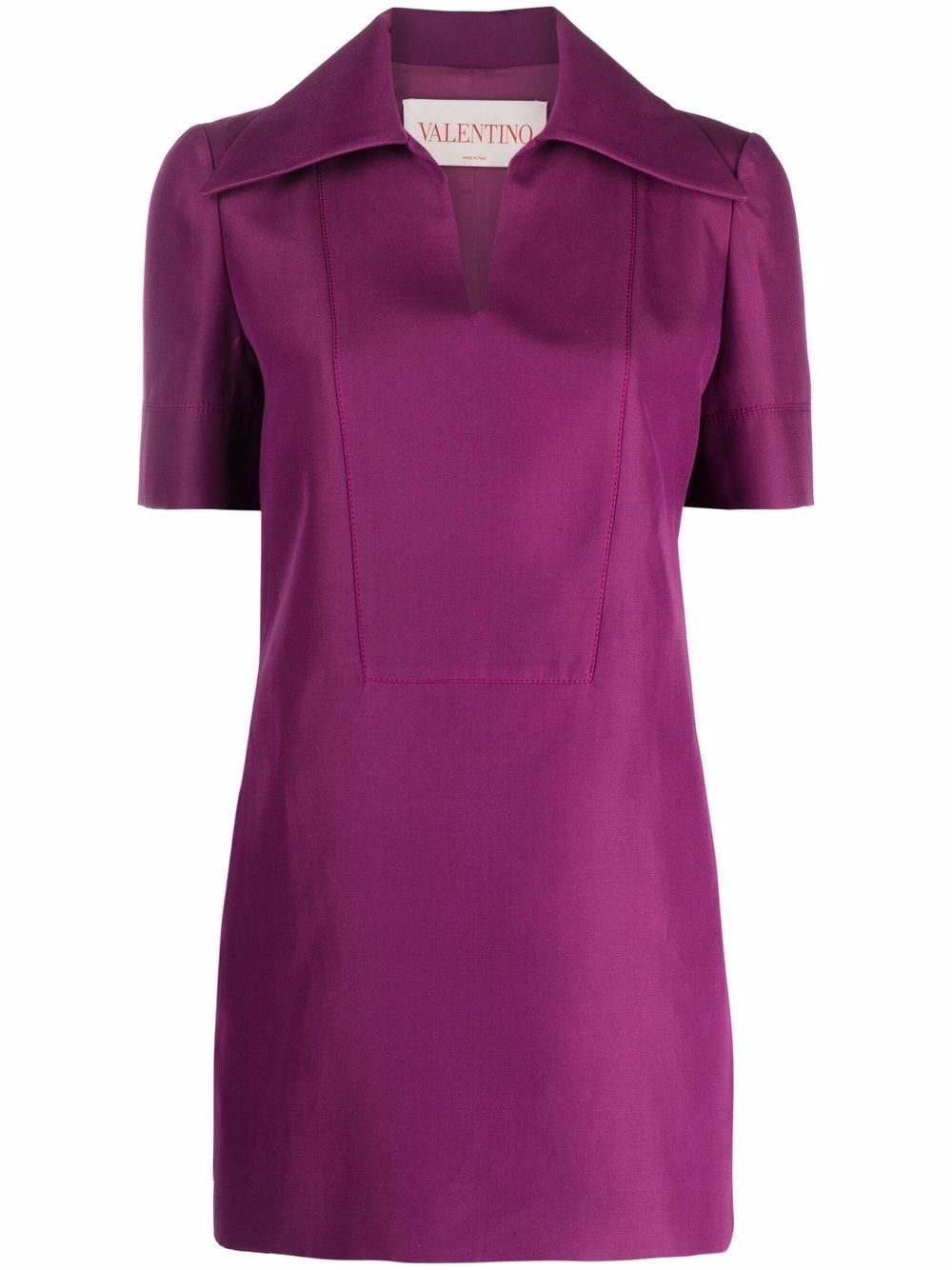 open collar short sleeve dress - 1