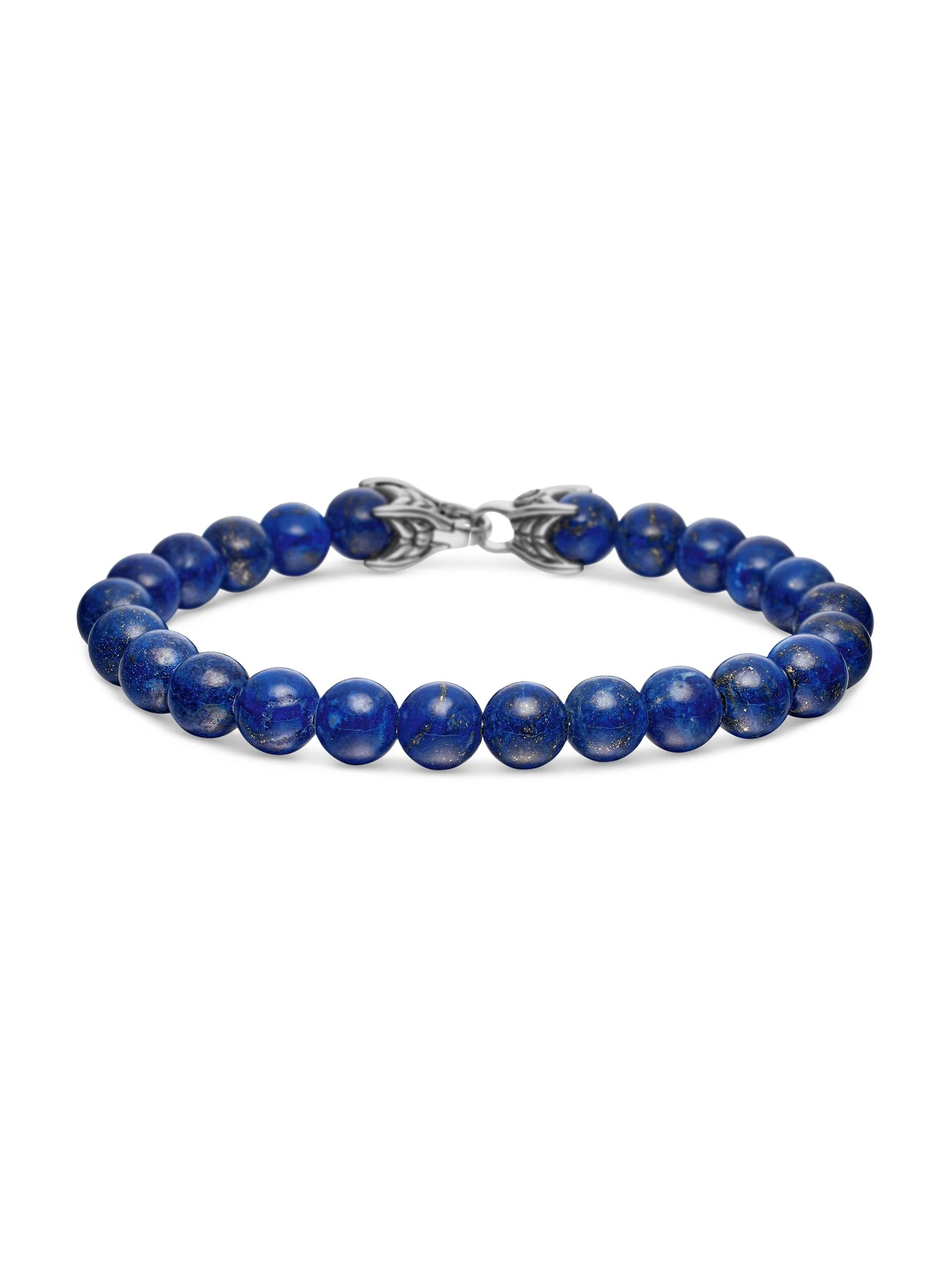 Men's Spiritual Beads Bracelet in Sterling Silver - Lapis Lazuli - 1
