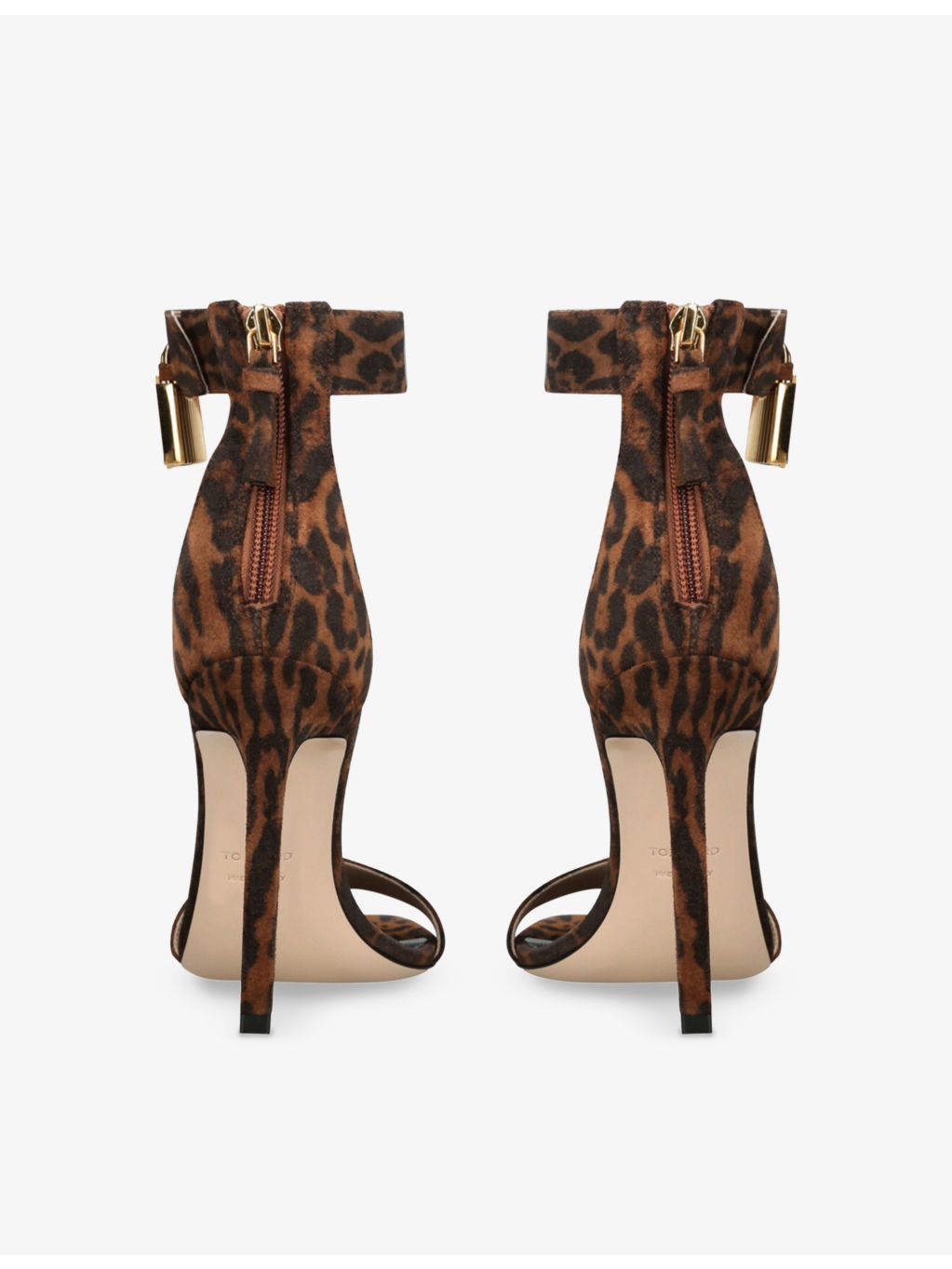 Padlock 105 Leopard-Print Suede Heeled Sandals - 4