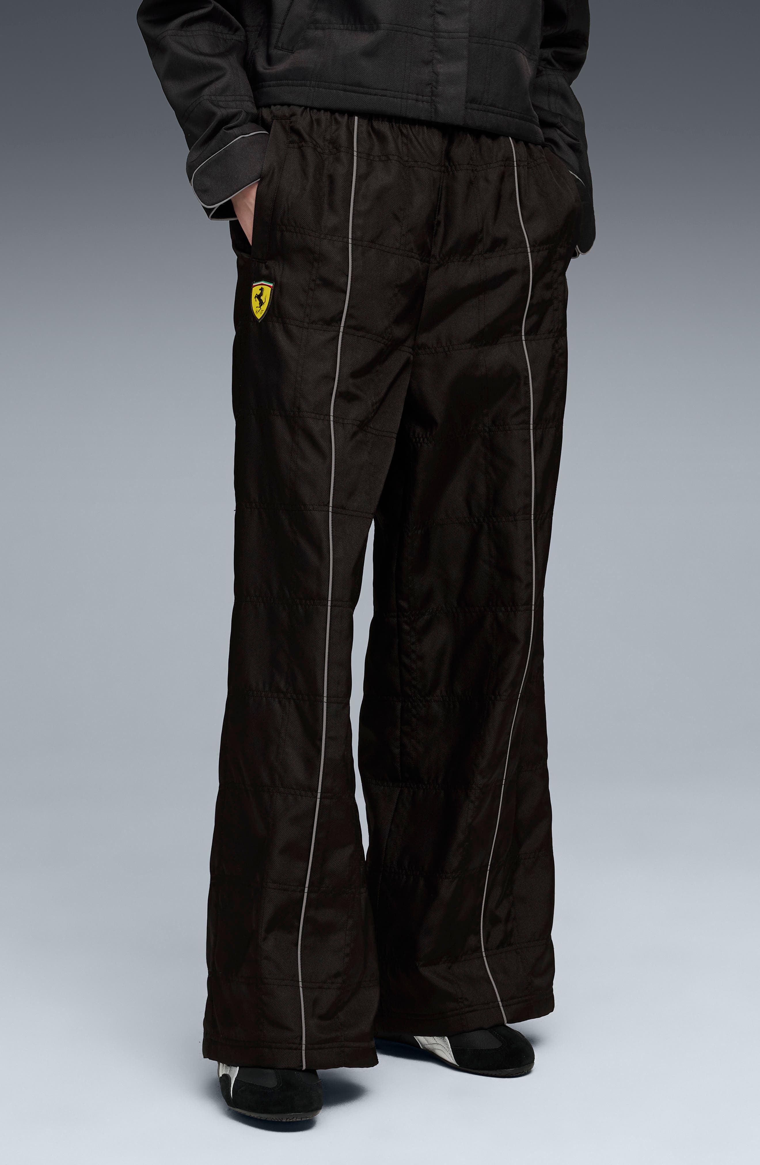 PUMA x Ferrari Premium Wide Leg Pants in Puma Black at Nordstrom - 2