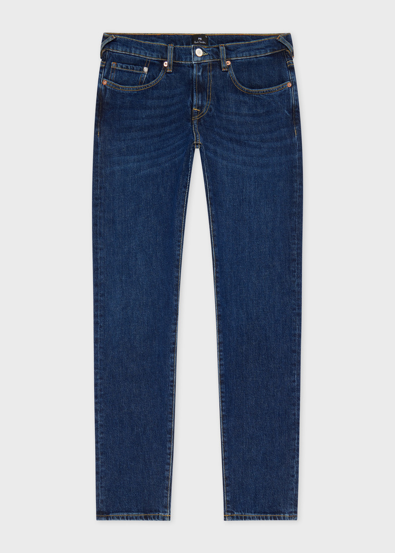 Tapered-Fit Dark-Wash Organic Vintage Stretch Jeans 1