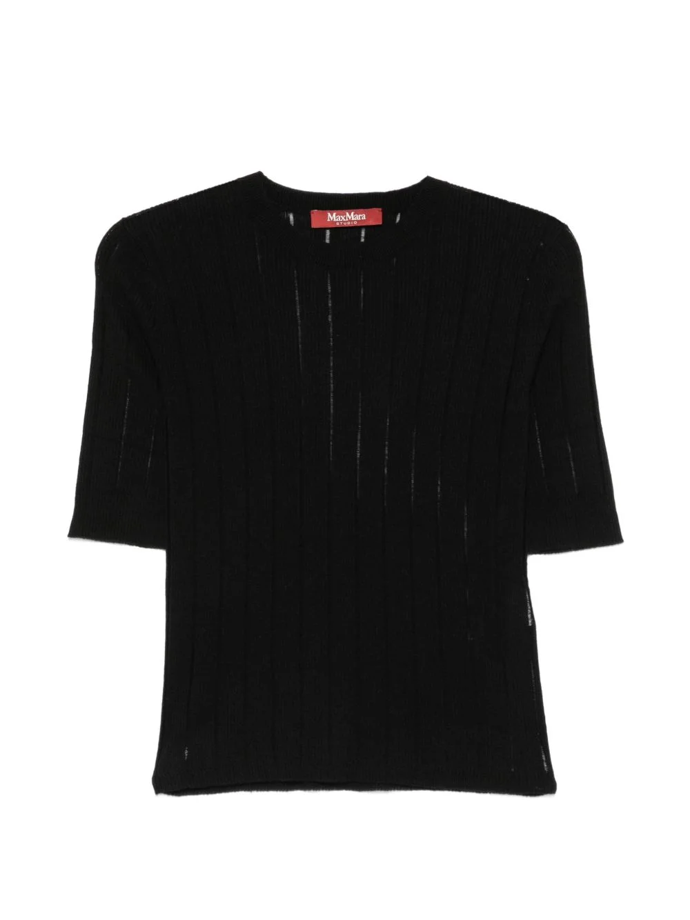 ribbed-knit short-sleeve T-shirt - 1