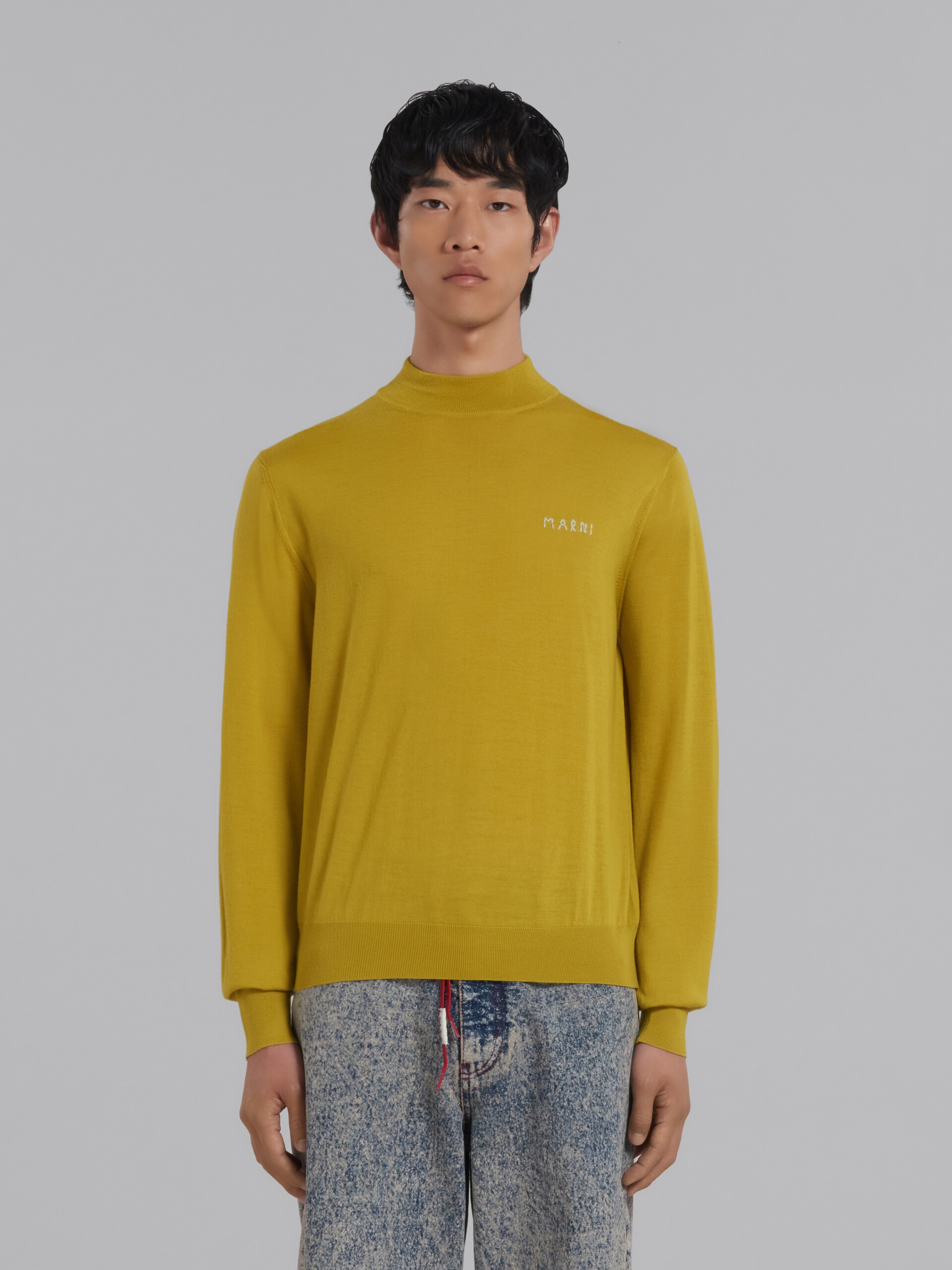 LIME GREEN VIRGIN WOOL JUMPER WITH EMBROIDERY - 2