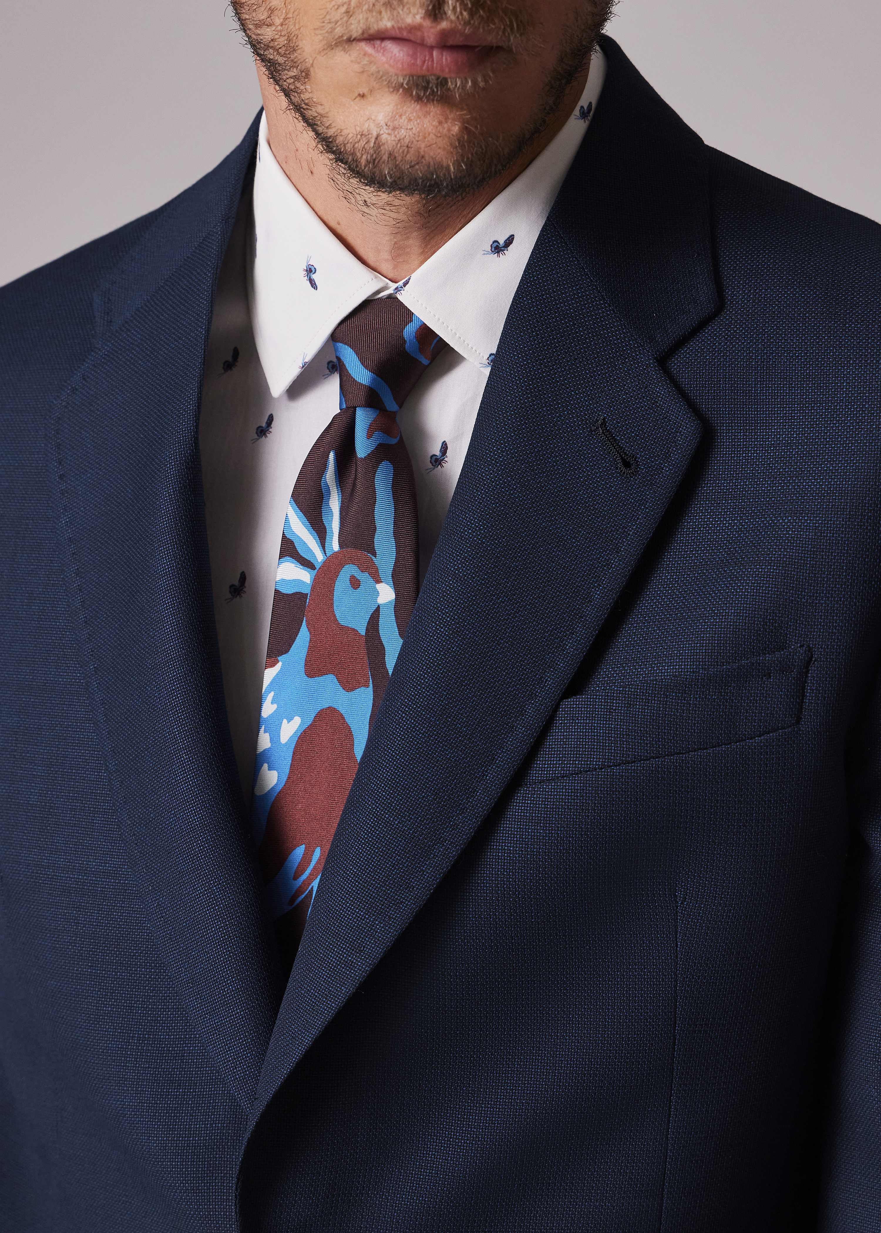 Tailored-Fit Navy Wool Hopsack Buggy-Lined Blazer - 8