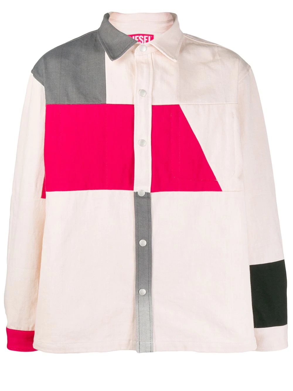 colour block shirt jacket - 1