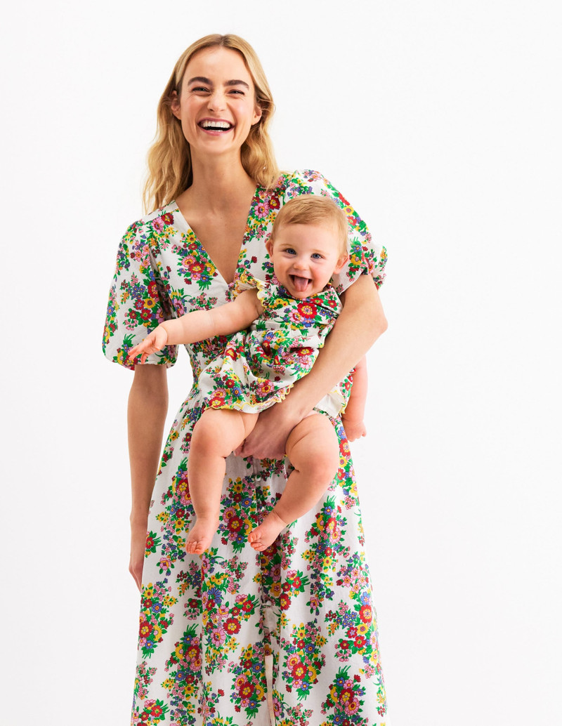 Lillian Cotton Midi Dress-Multi, Bouquet Cluster 7