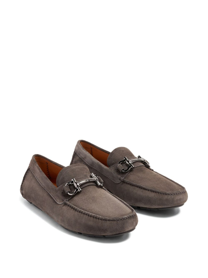 FERRAGAMO Gancini-detail suede loafers outlook