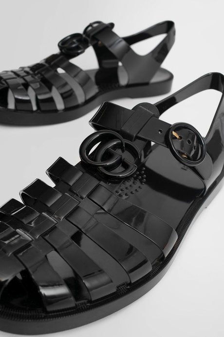 Gucci men's black rubber sandals with double g - 6