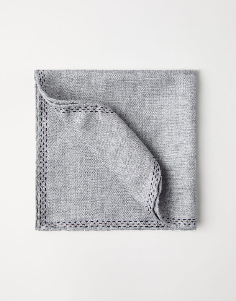 Silk pocket square with printed logo 1