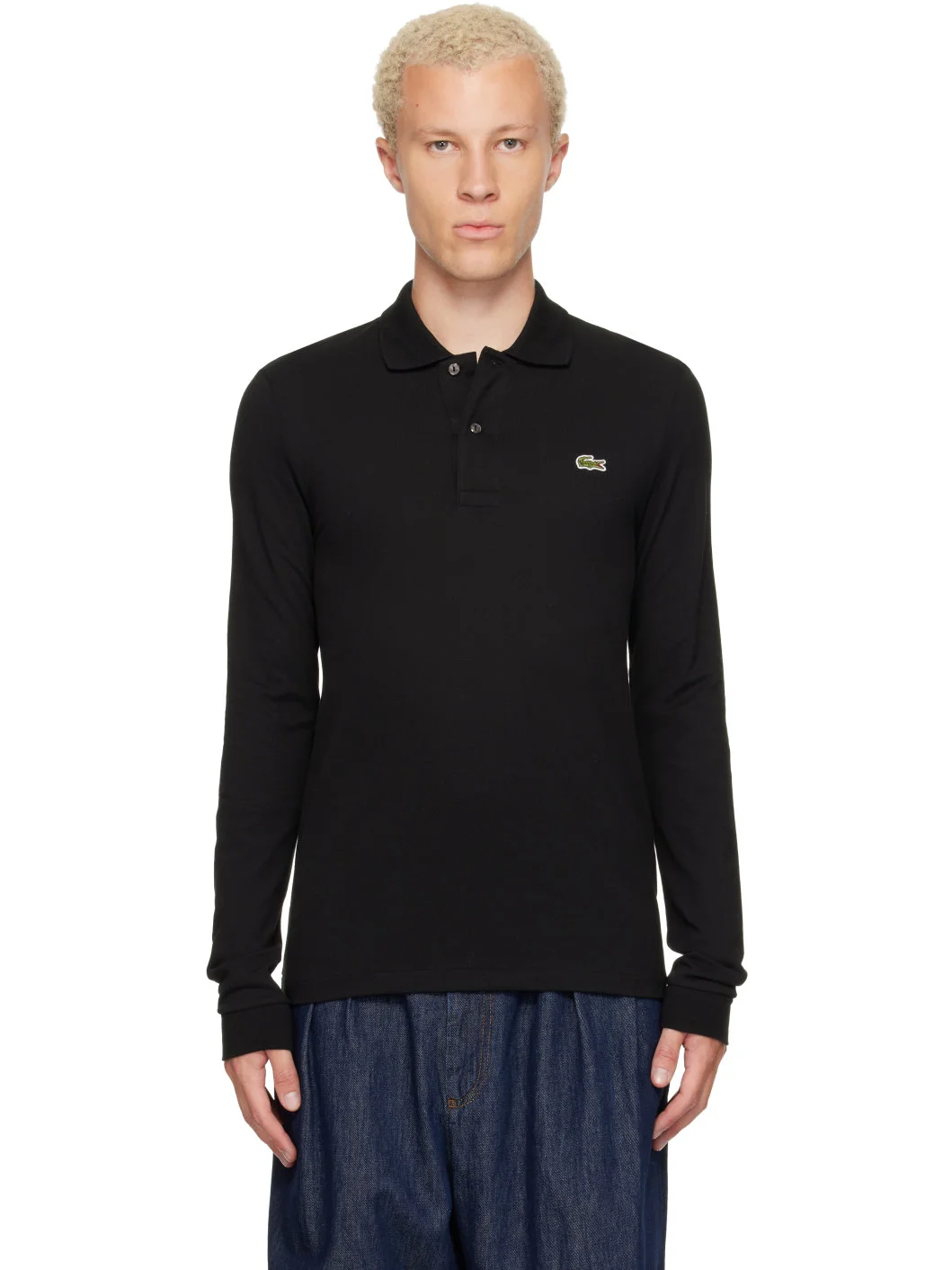 Black Classic Fit Long Sleeve L.12.12 Polo - 1