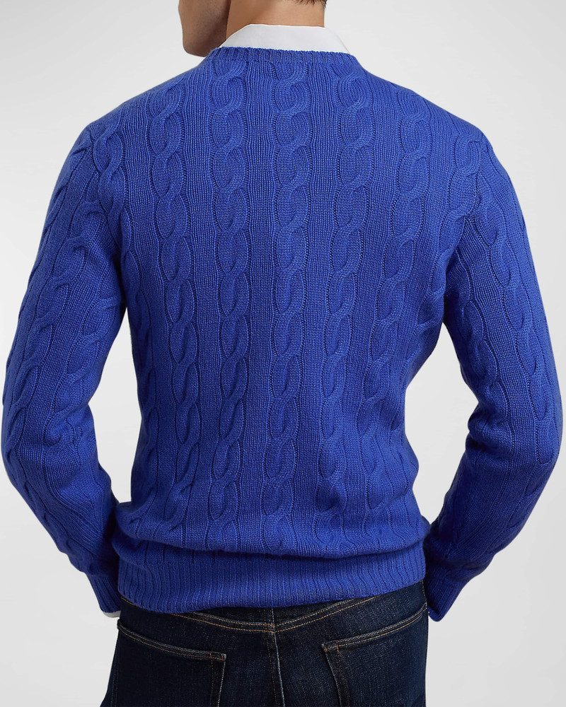 Ralph Lauren Cashmere Cable-Knit Crewneck Sweater, Blue outlook
