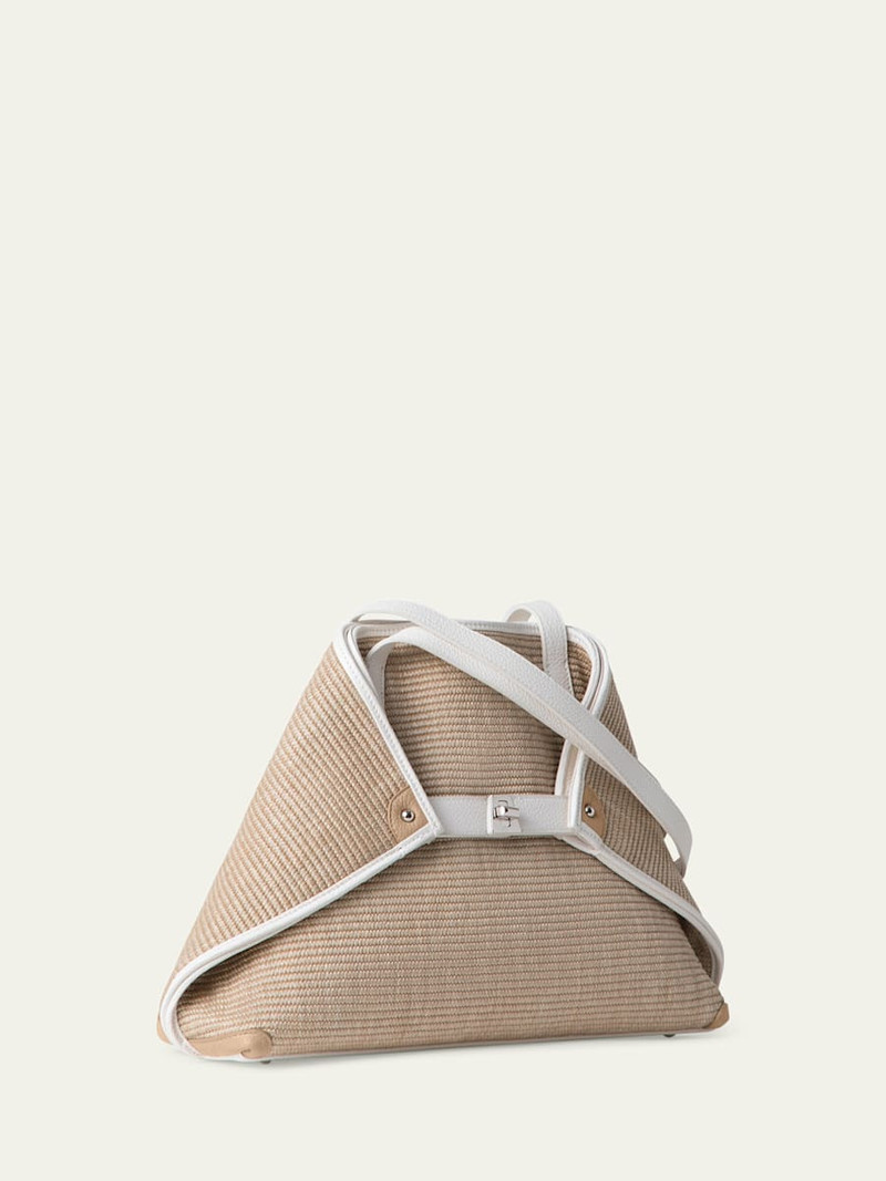 AKRIS Ai Raffia & Leather Tote Bag outlook