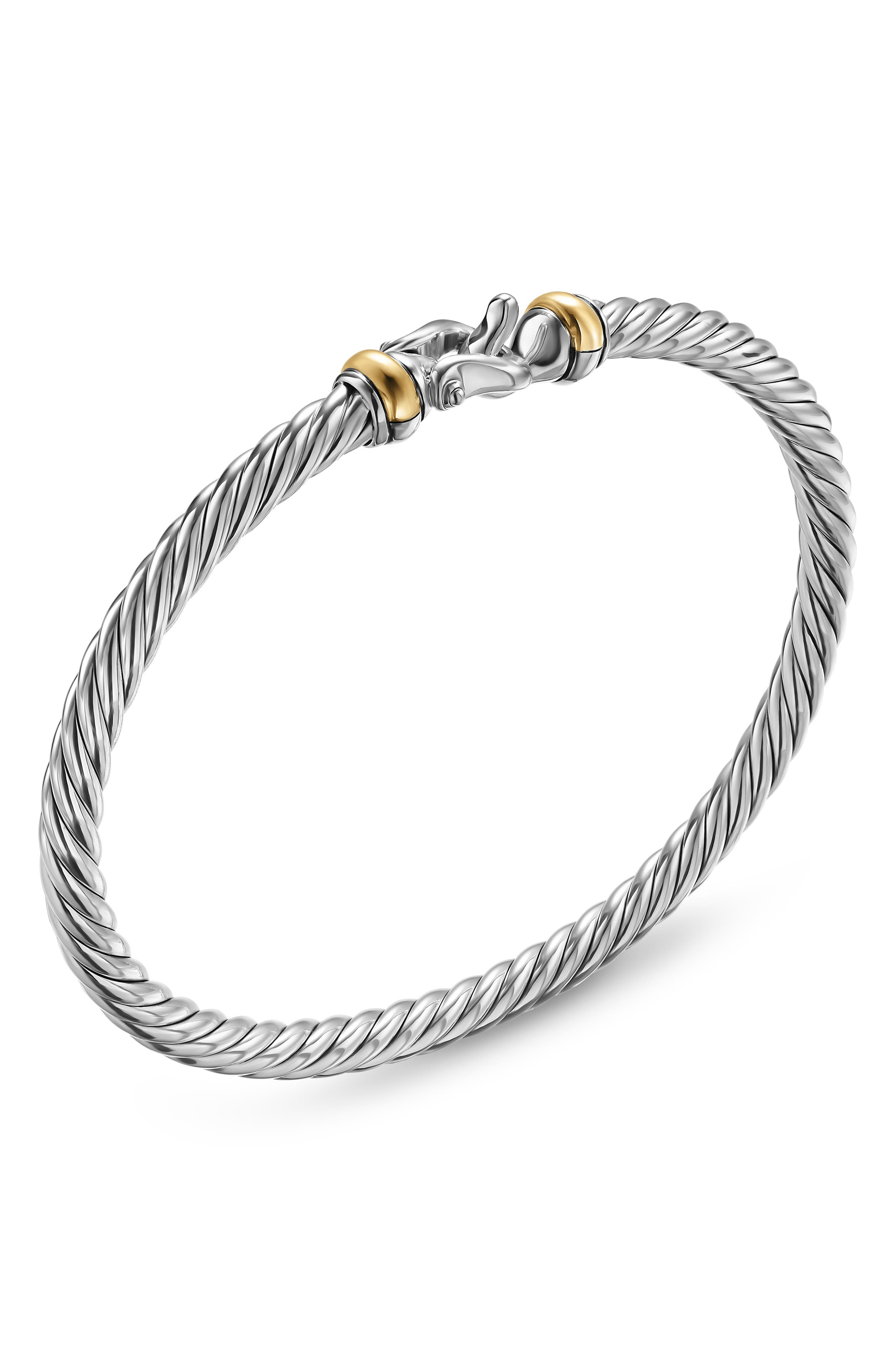 David Yurman Cable Flex Buckle Bracelet in Sterling Silver with 14K Yellow Gold at Nordstrom - 4