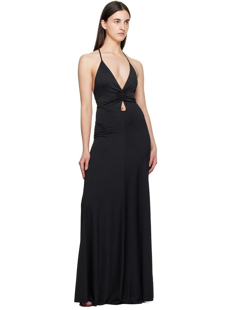 Victoria Beckham Black V-Neck Ruched Cami Maxi Dress outlook