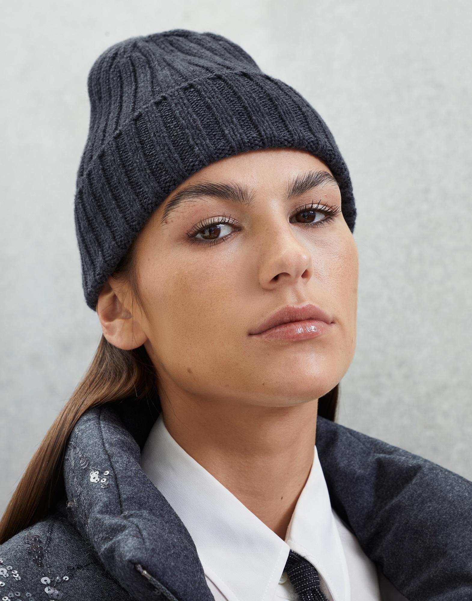 Cashmere rib knit beanie - 3