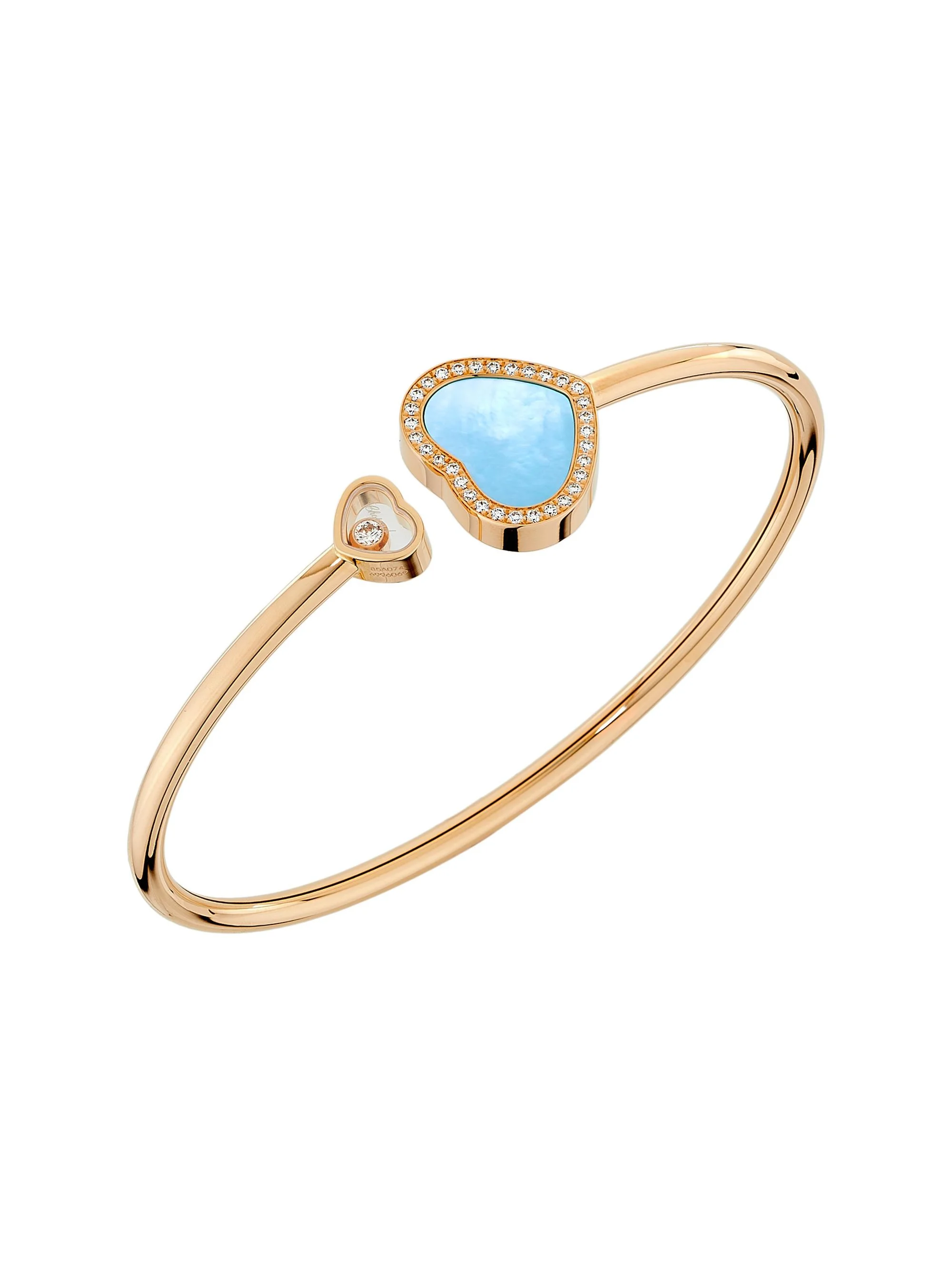 Women's Happy Hearts 18K Rose Gold, 0.19 TCW & Turquoise Mother-Of-Pearl Cuff - Rose Gold - 1