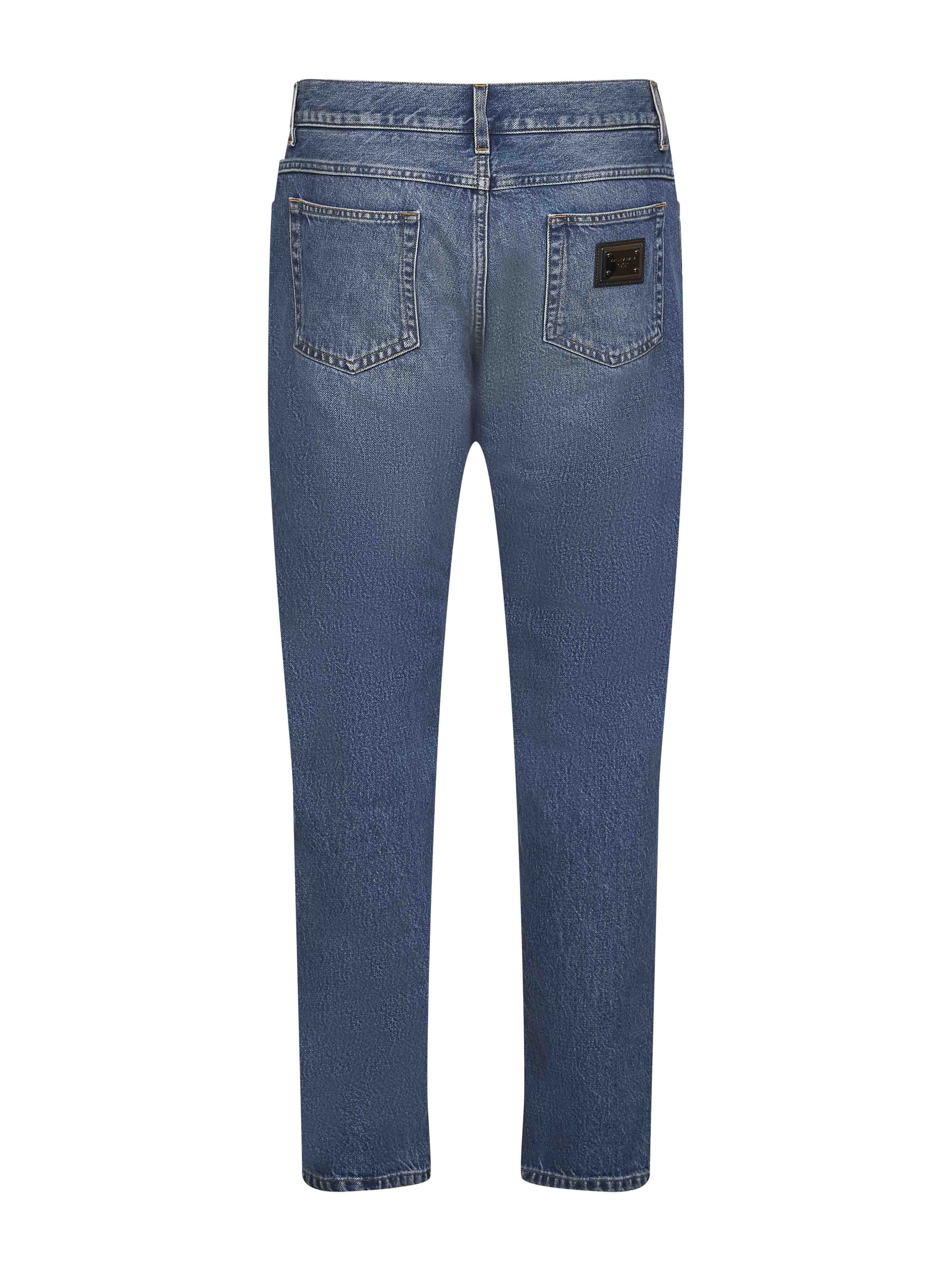 Blue cotton denim regular jeans - 2
