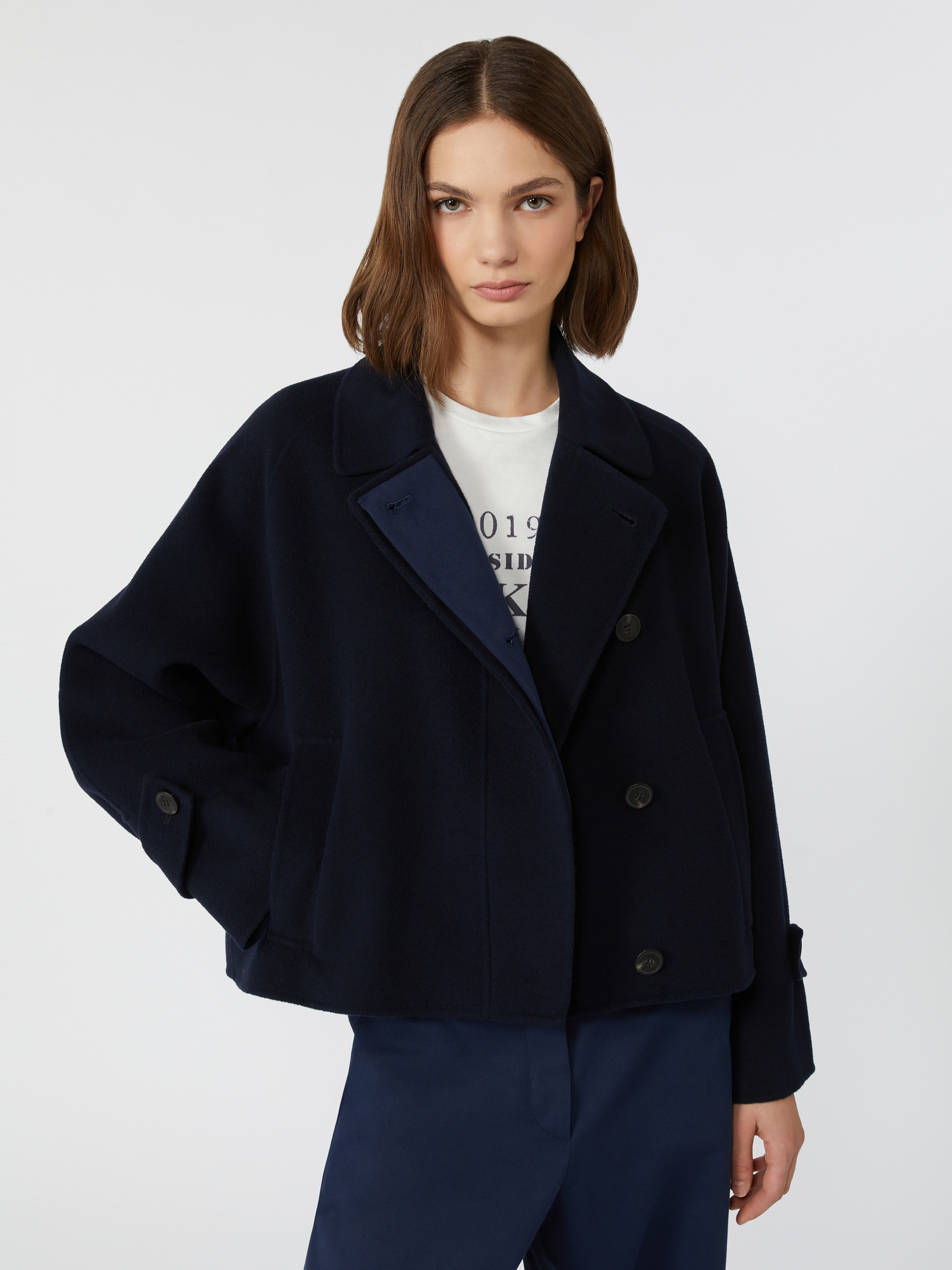 CARELLA Wool broadcloth cropped coat - 5