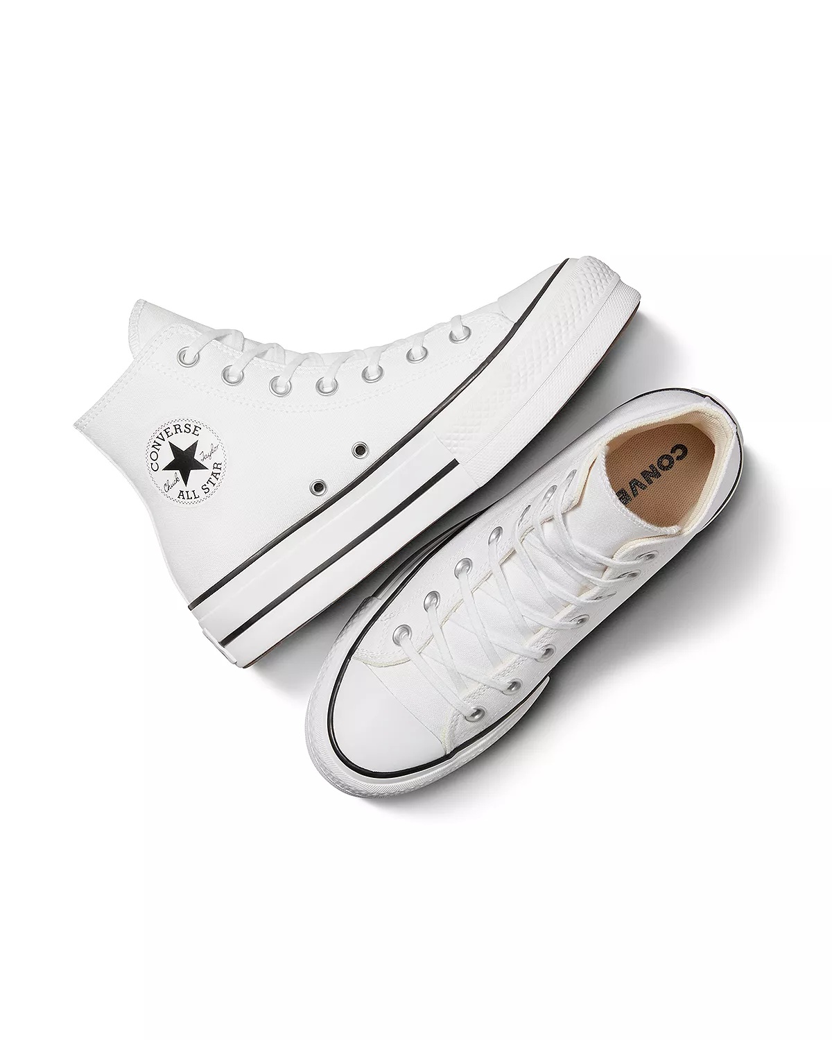 Women's Chuck Taylor All Star Hi Top Black & White Platform Sneakers - 3