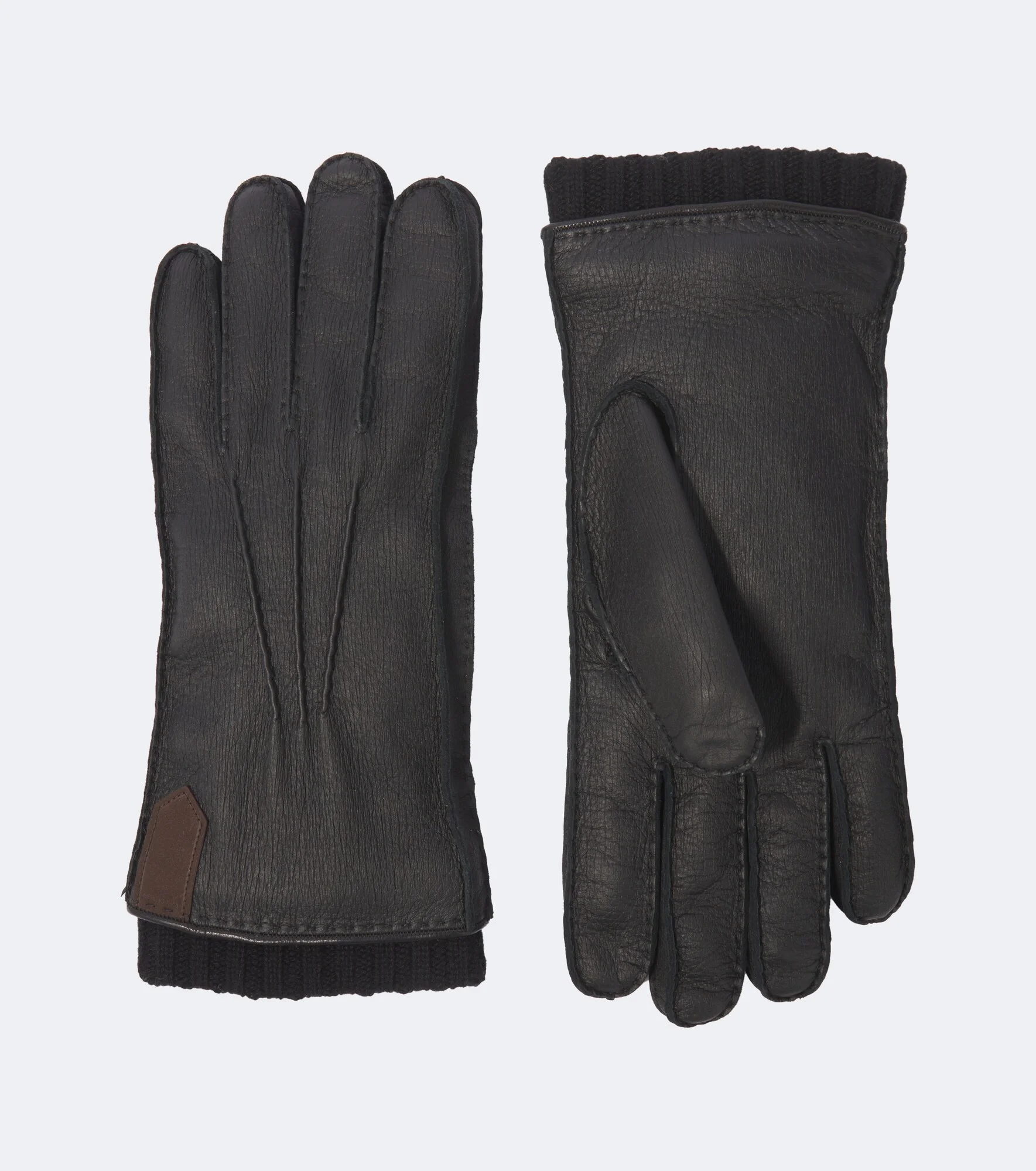 Cashmere-trimmed leather gloves - 1
