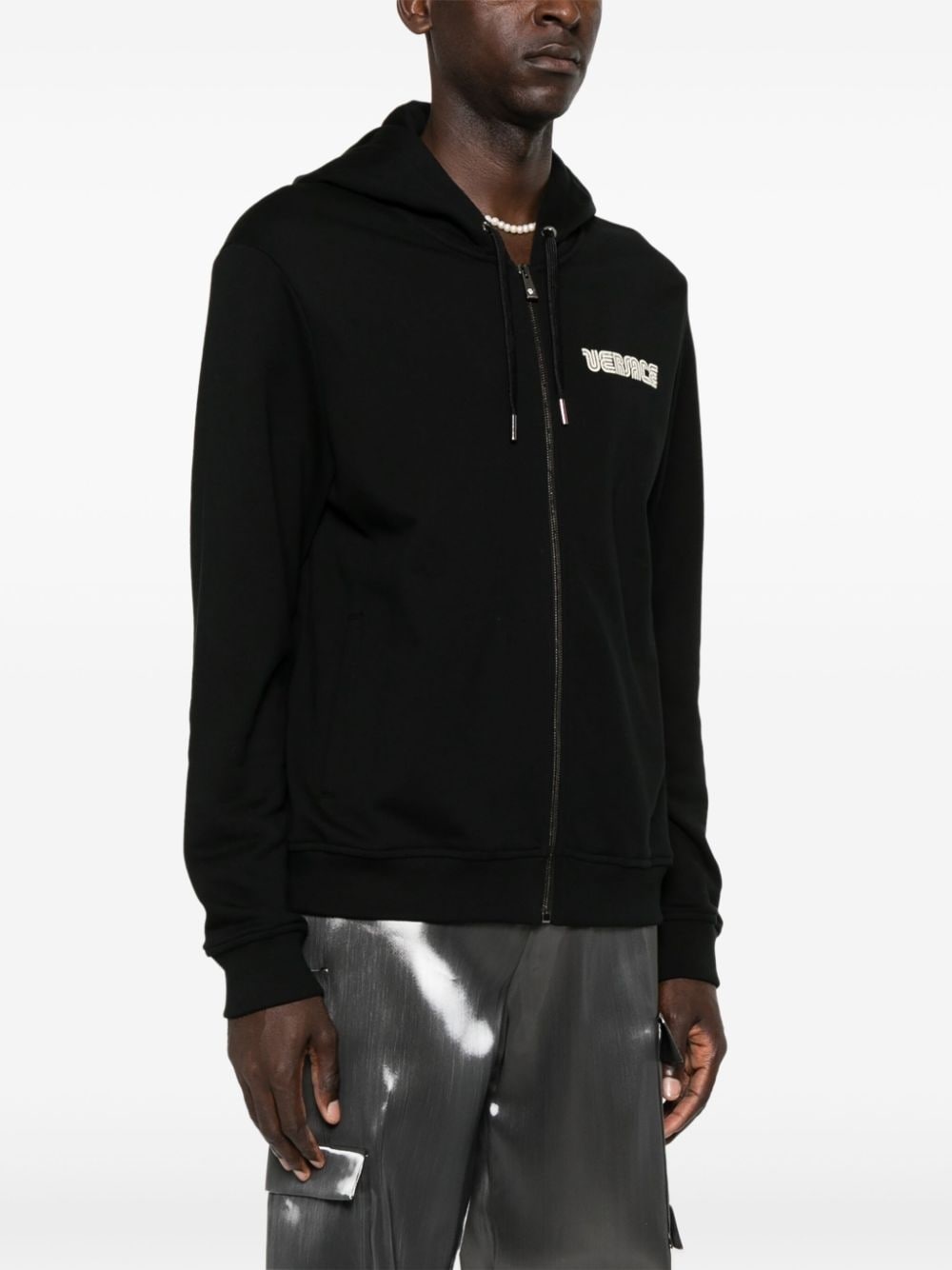 パーカー・フーディ VERSACE FW24 Black cotton sweatshirt (10162811A11444 1B000) VERSACE - Sweatshirt With Logo Print Versace