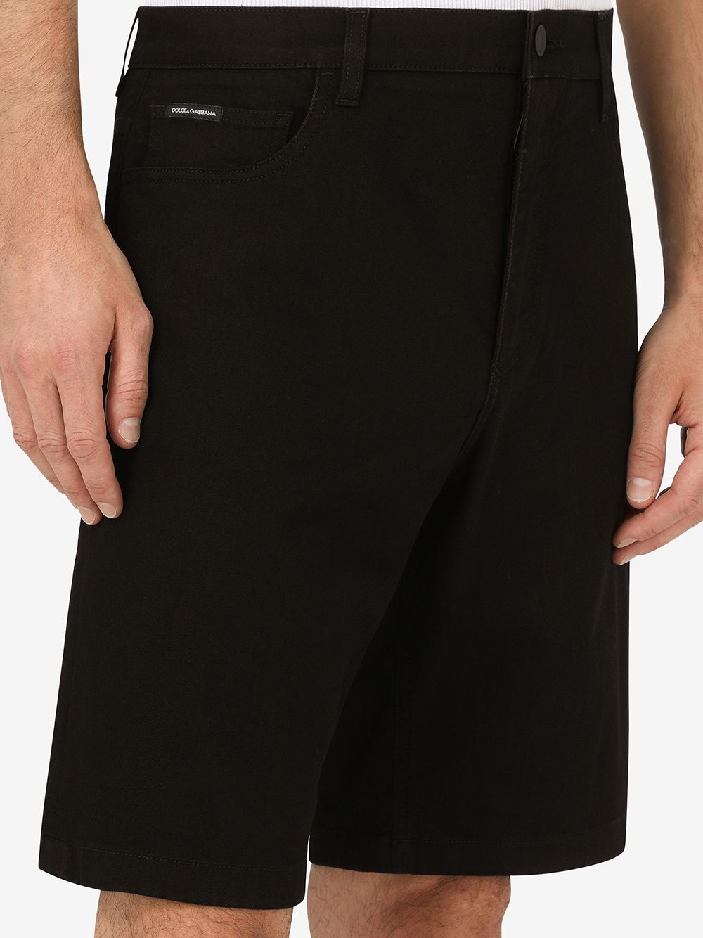 knee-length denim shorts - 5