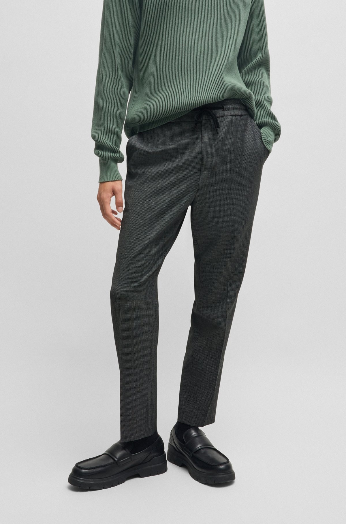 EXTRA-SLIM-FIT TROUSERS IN MICRO-PATTERNED STRETCH CLOTH - 2