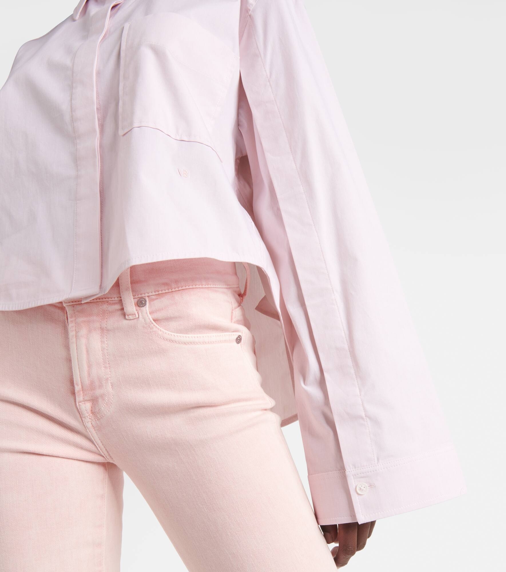 Cropped cotton-blend shirt - 5