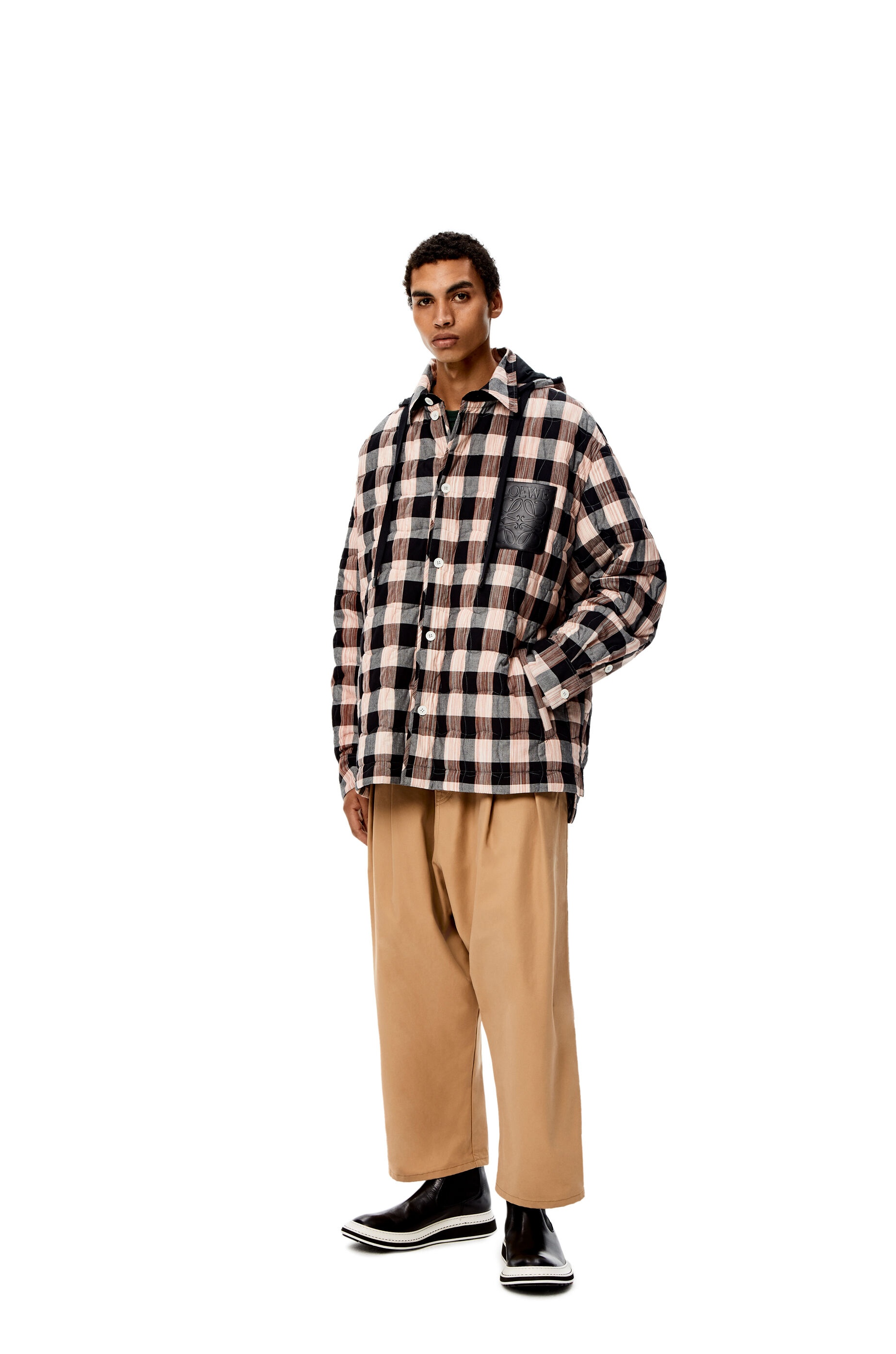 Quilted check hooded shirt in cotton - 2