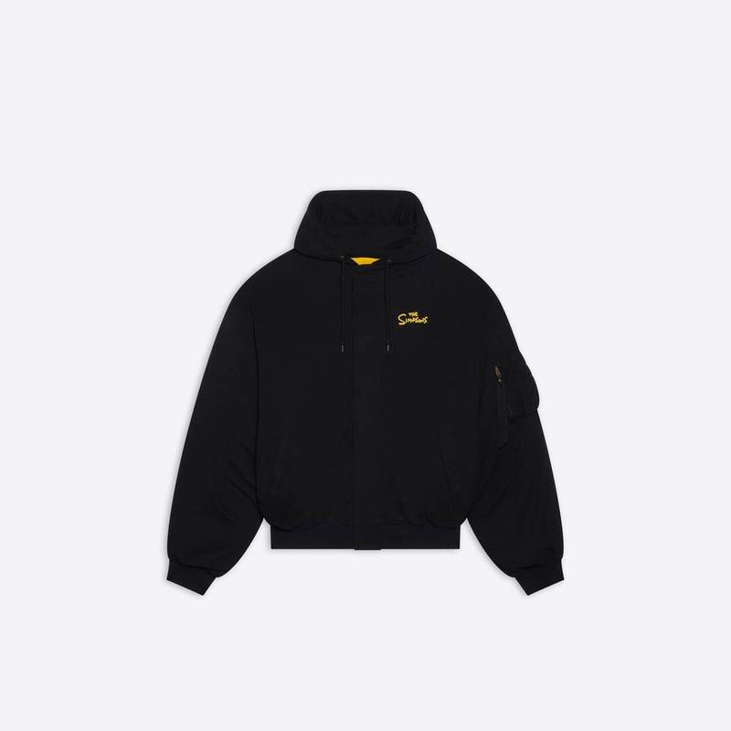 Men's The Simpsons Tm & © 20th Television Padded Bomber Hoodie in Black - 1