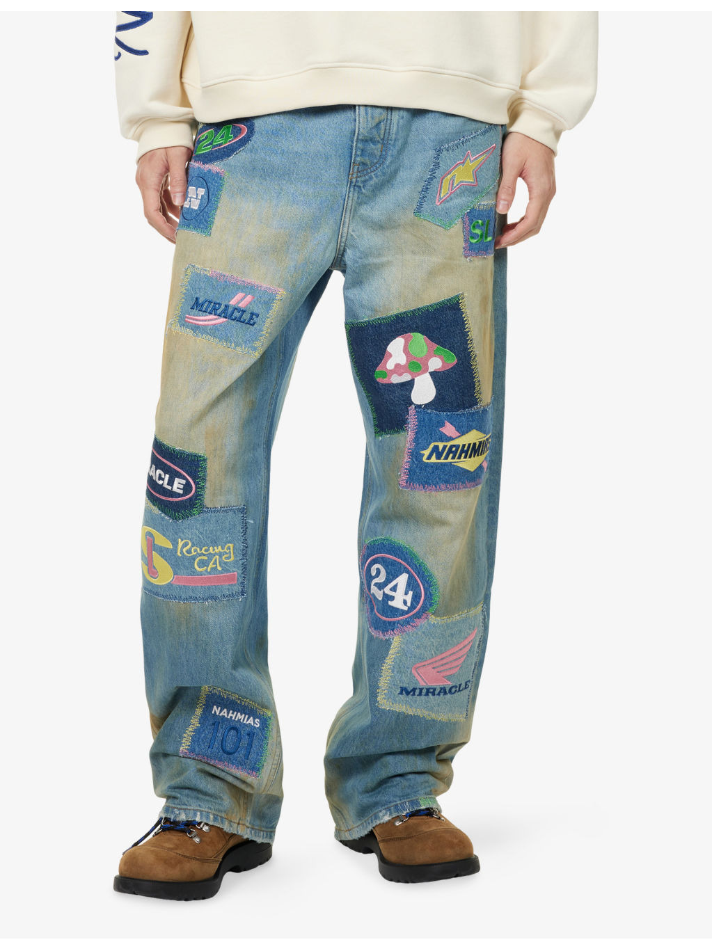 Patch Straight-Leg Denim Jeans - 3