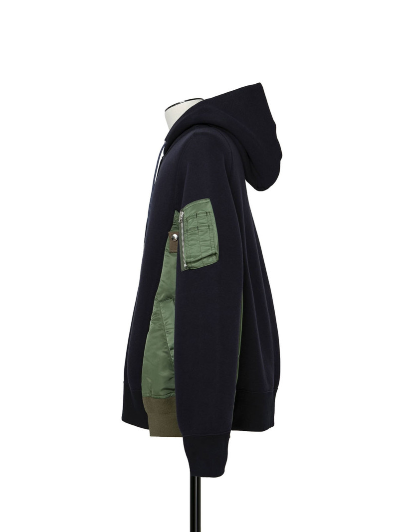 sacai Sponge Sweat x Nylon Twill Hoodie outlook