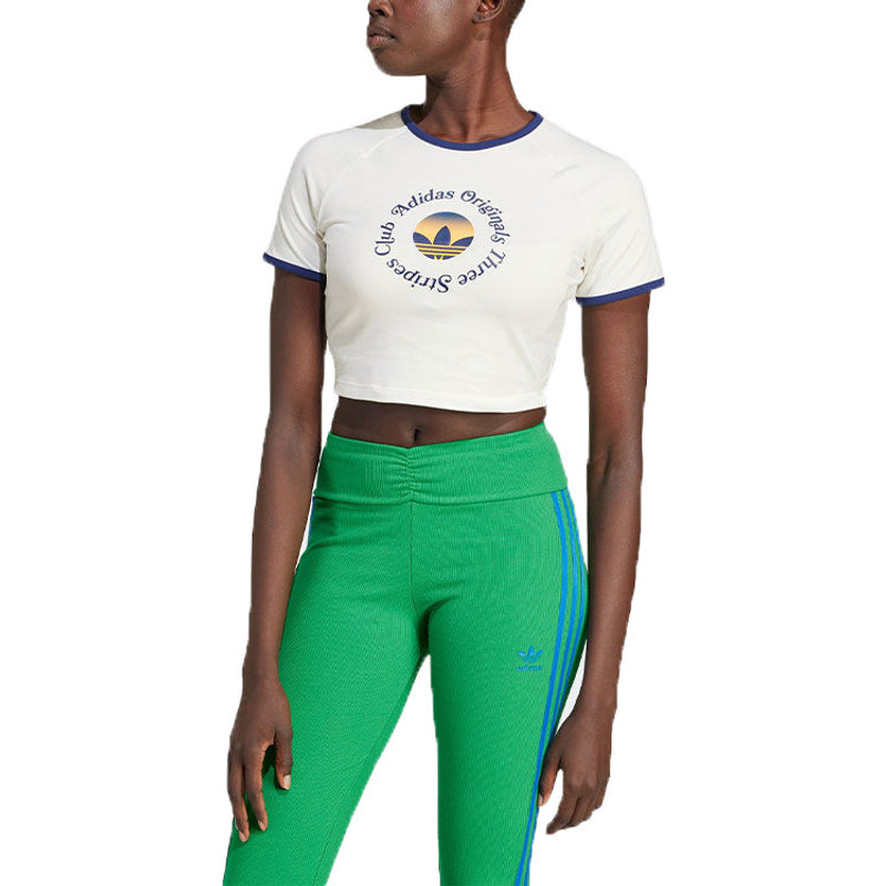 adidas (WMNS) adidas Originals Graphics Crop T-shirt 'White' JG8058 outlook