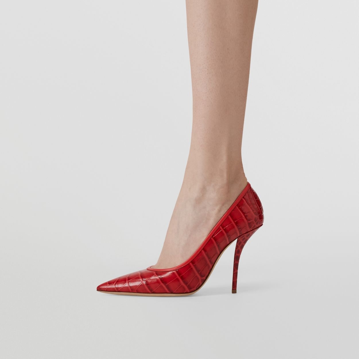 Embossed Leather Point-toe Pumps - 3