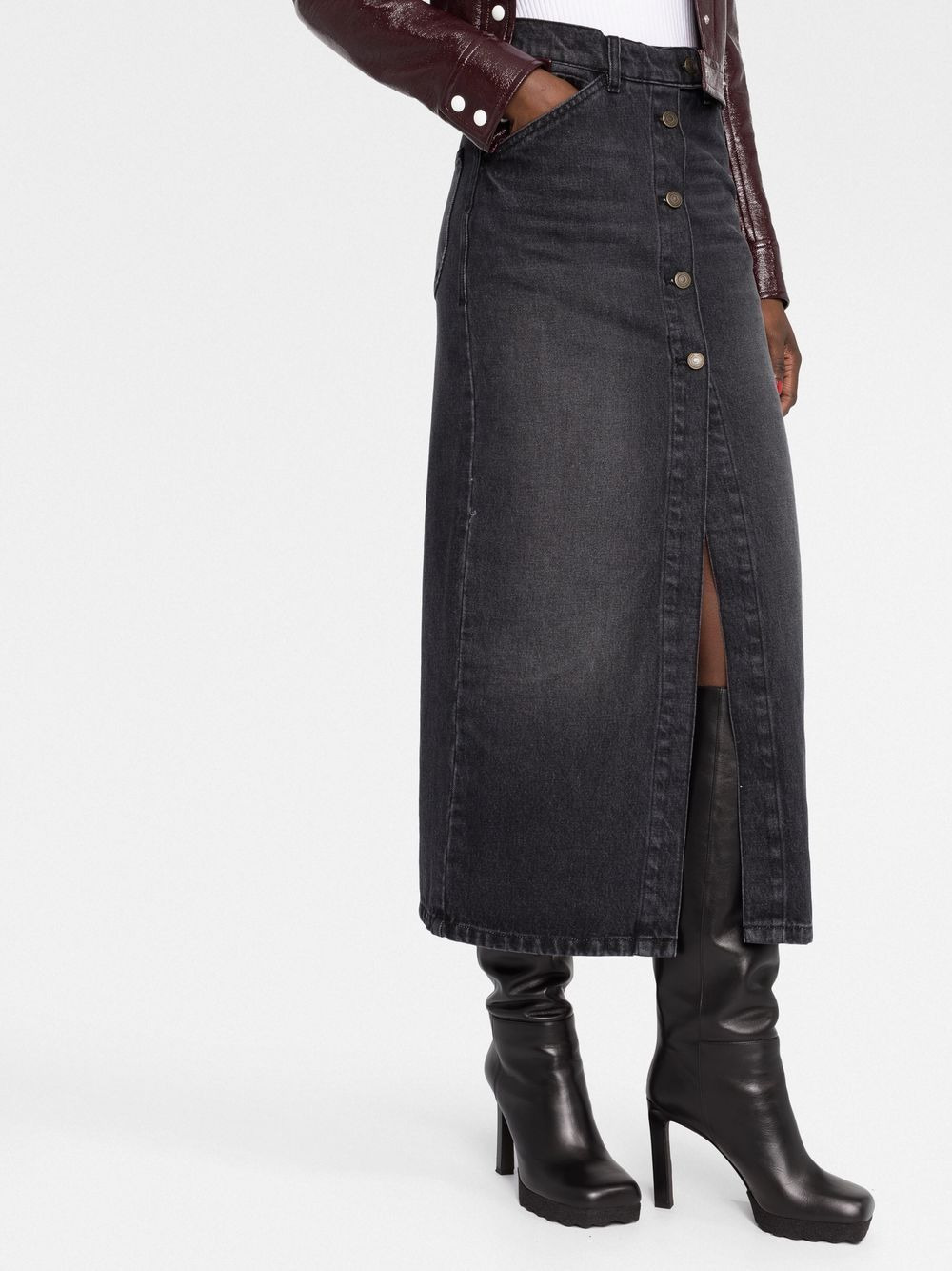 denim midi skirt - 3