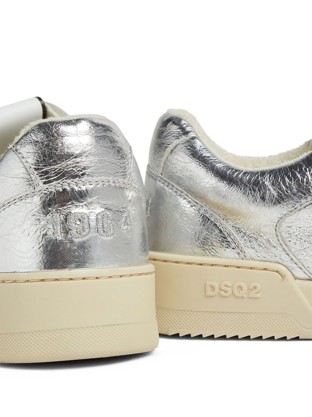 metallic leather sneakers - 4