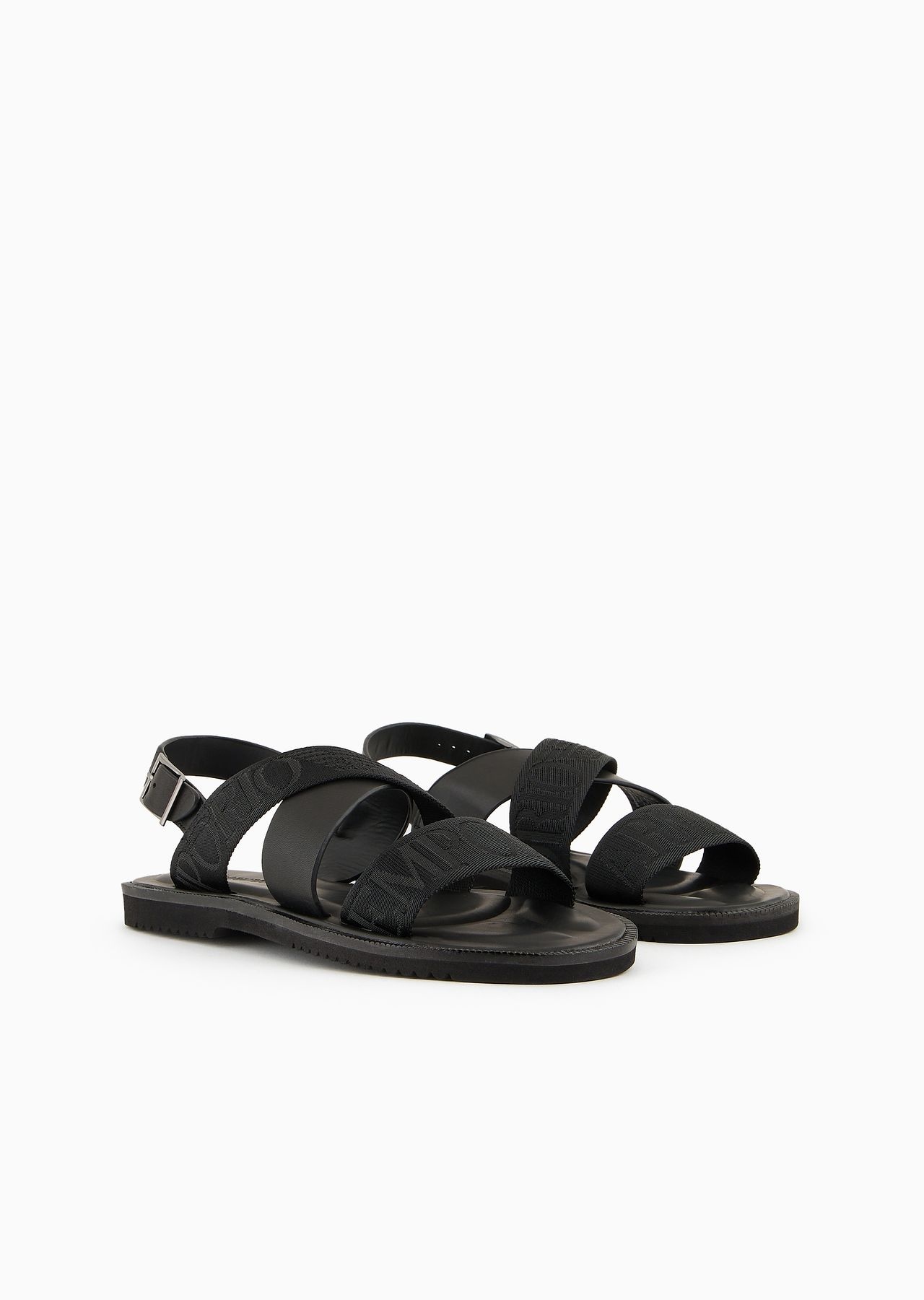 Leather cross-over sandals with logo tape - 2